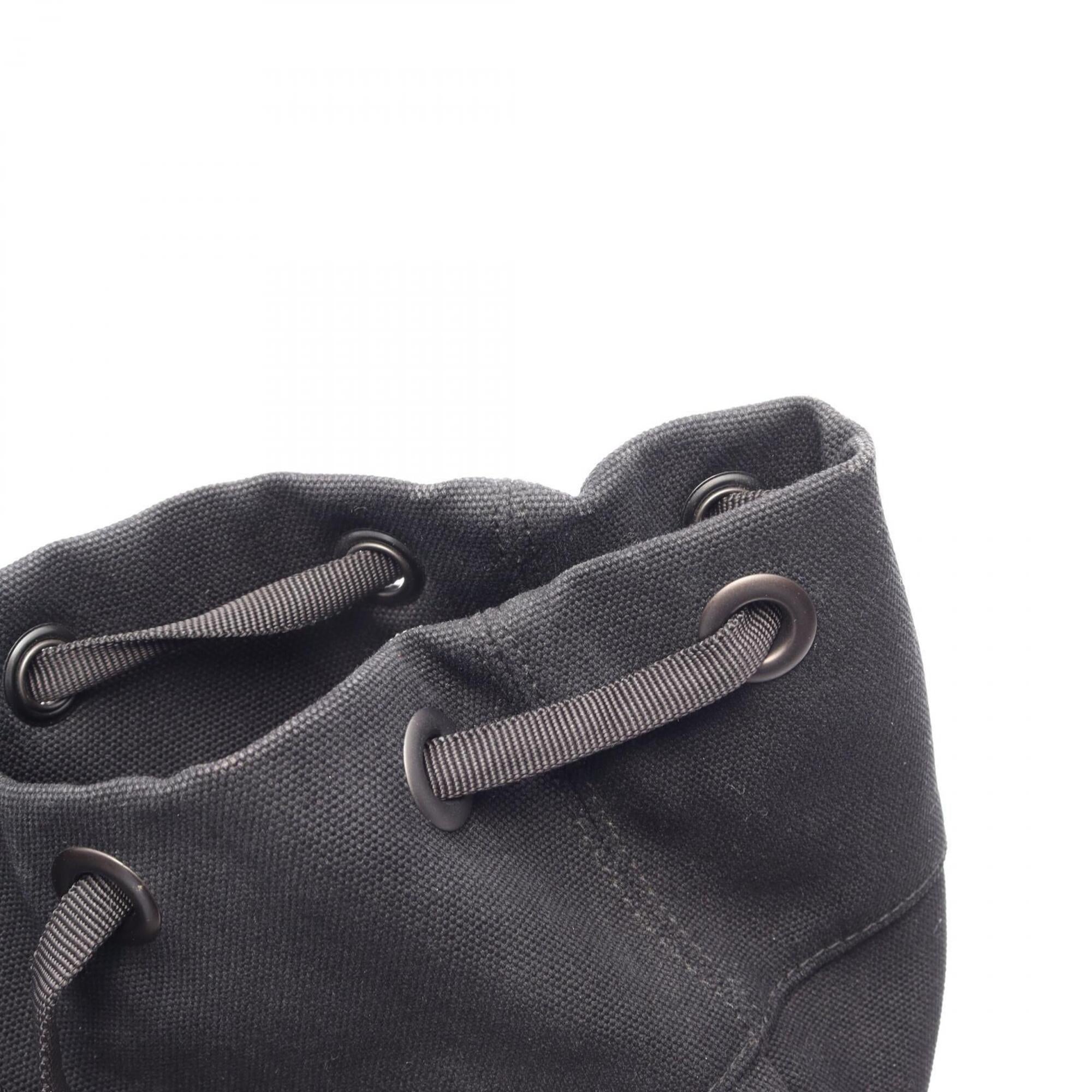 Bottega Veneta Black Gray White Canvas Leather Backpack Handbag (Pre-Owned)