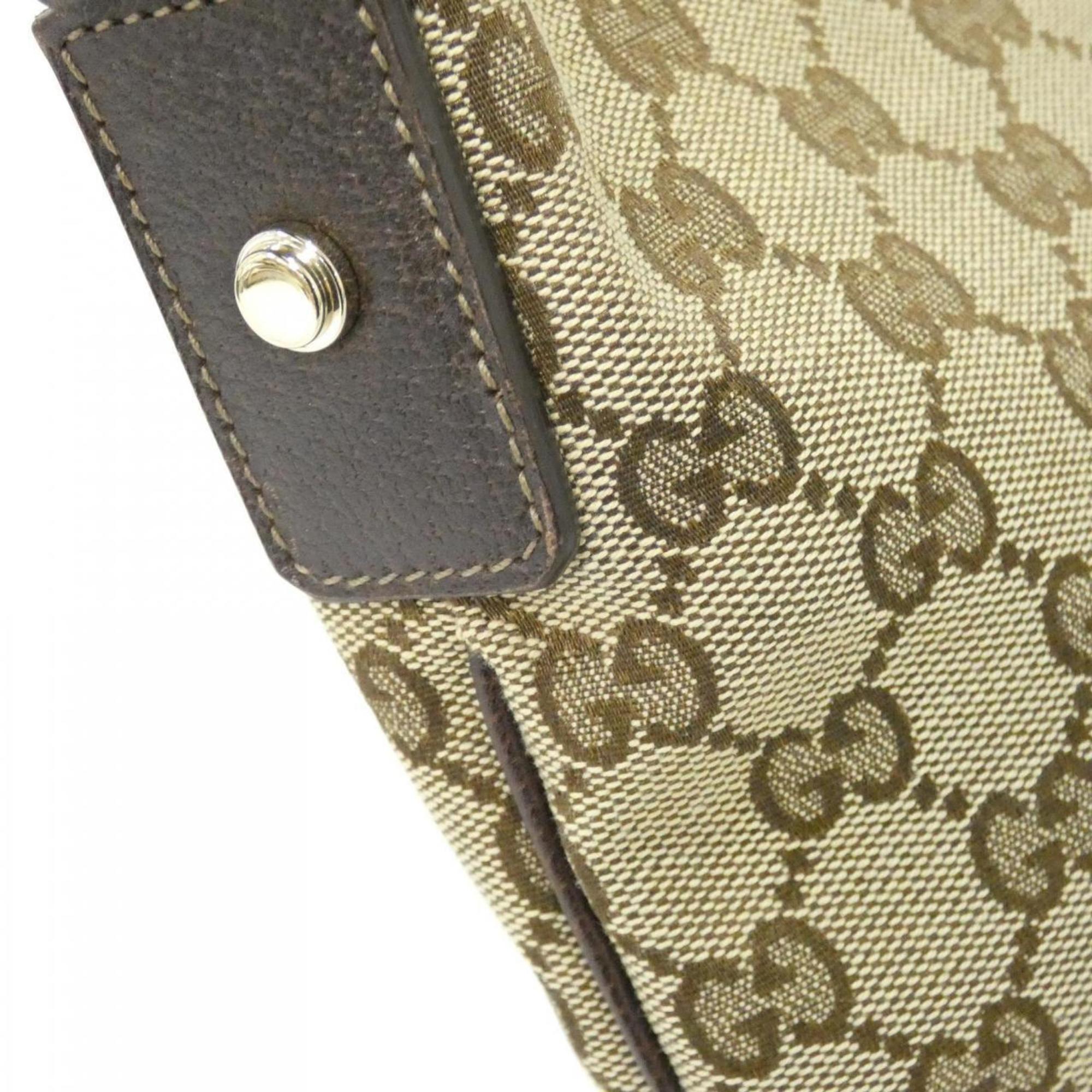 Gucci Beige Brown Gg Canvas Shoulder Bag (Pre-Owned)