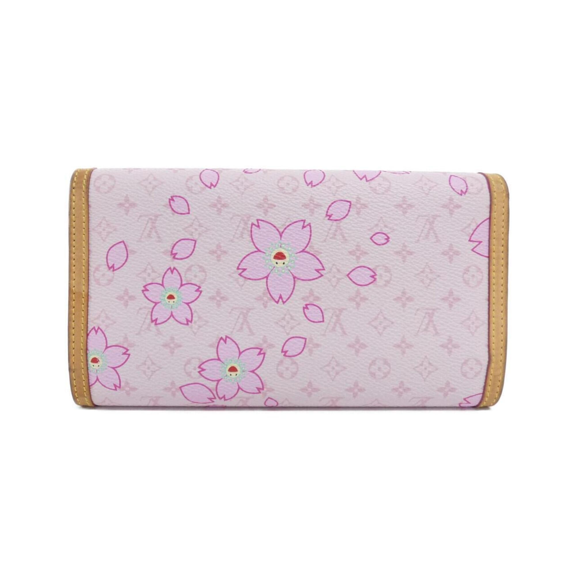 Louis Vuitton Rose Coated Canvas Long Wallet (Tri-Fold) (Pre-Owned)