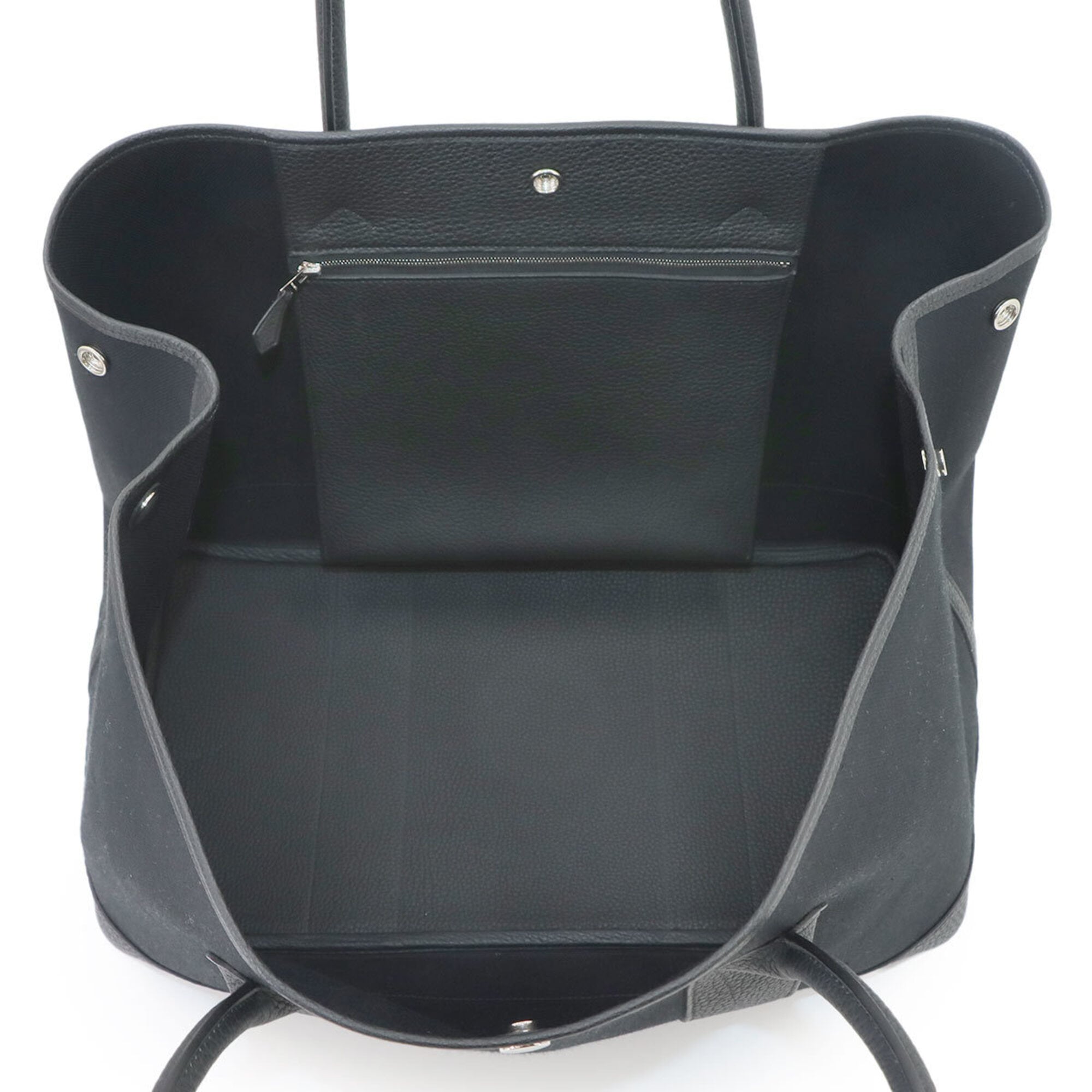 Hermes Black Negonda Leather Canvas Tote Bag (Pre-Owned)