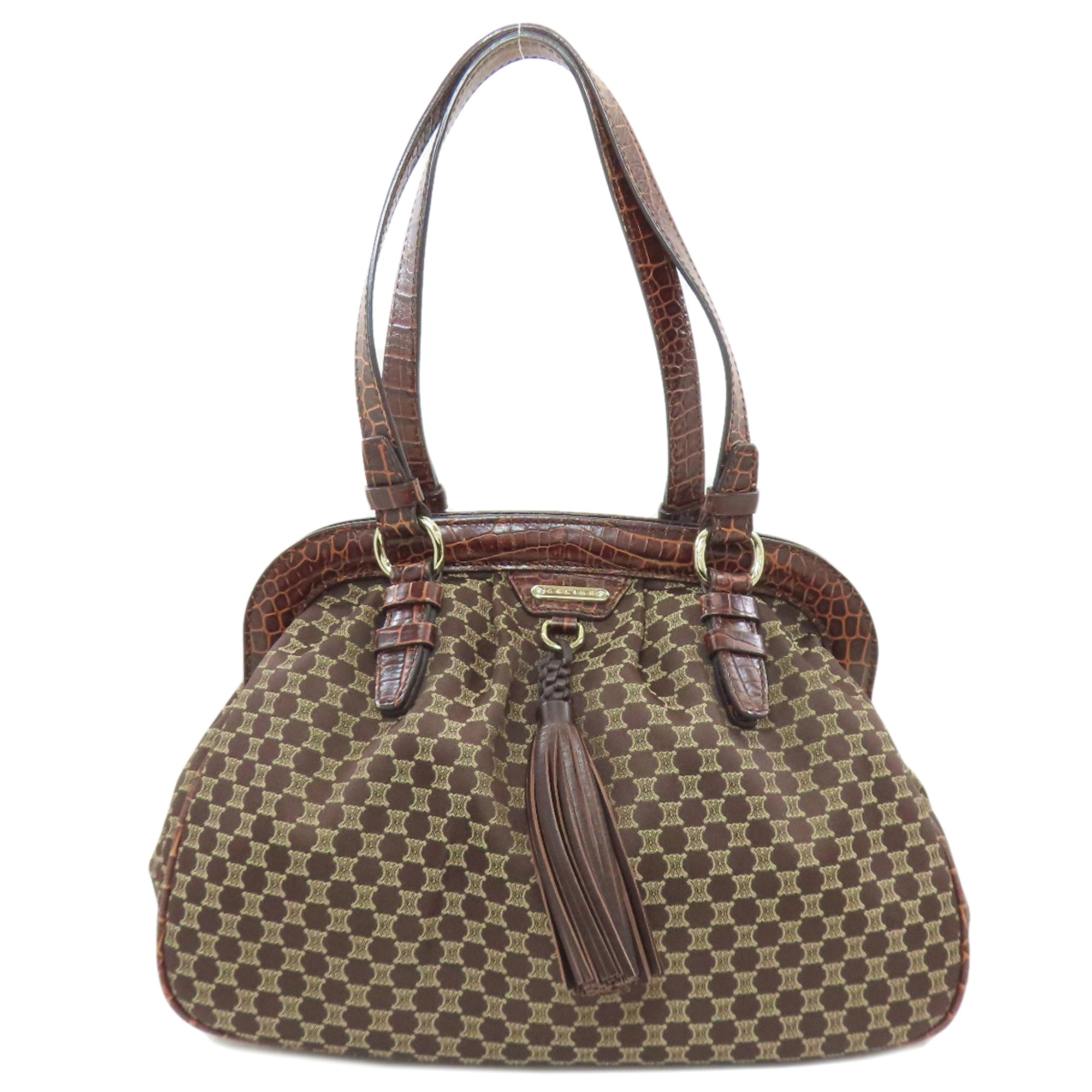 Celine Brown Canvas Handbag (Pre-Owned)