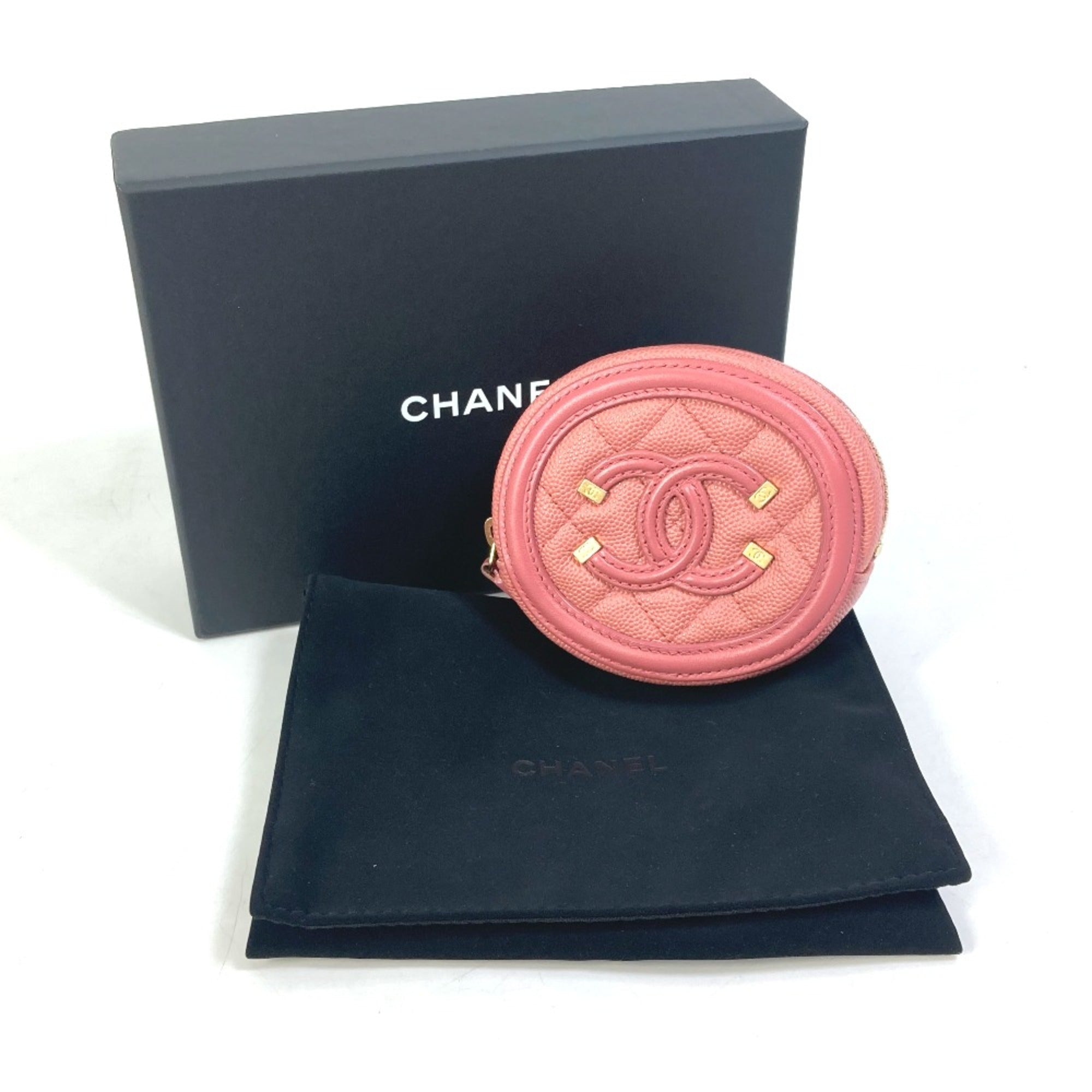 Chanel Pink Leather Coin Purse/Coin Case (Pre-Owned)