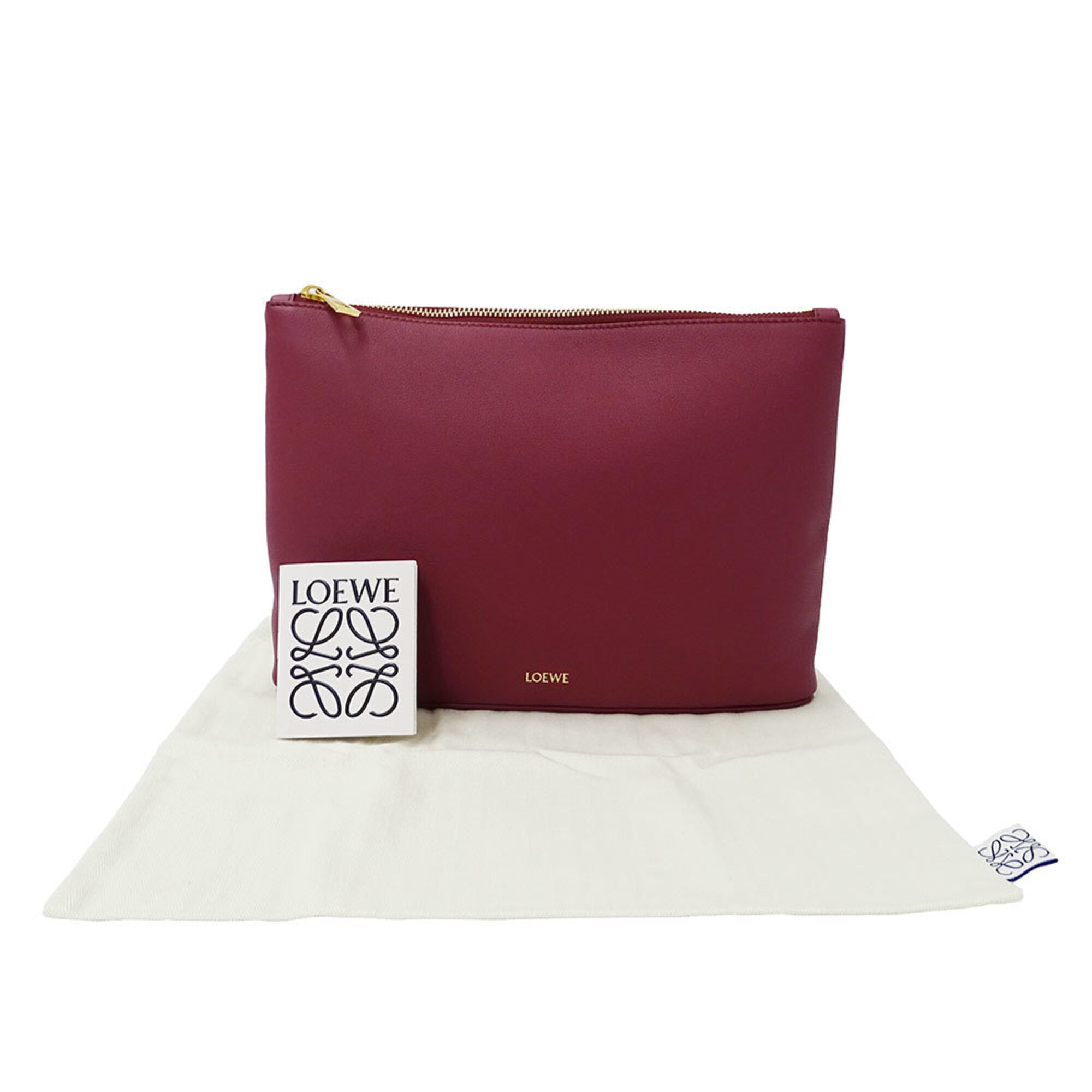 Loewe Bordeaux Leather Clutch Bag Handbag (Pre-Owned)