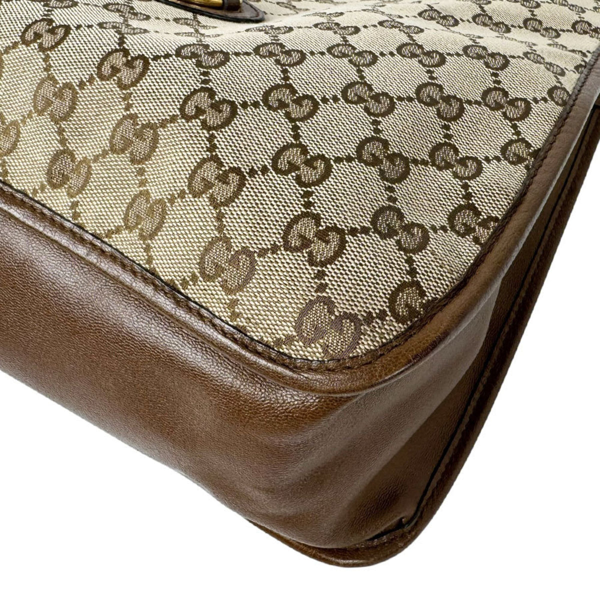 Gucci Brown Gg Canvas Leather Handbag (Pre-Owned)