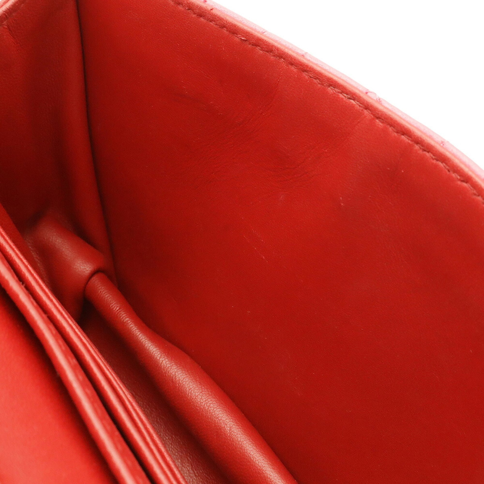 Christian Dior Pink Red Color Leather Pochette Shoulder Bag (Pre-Owned)