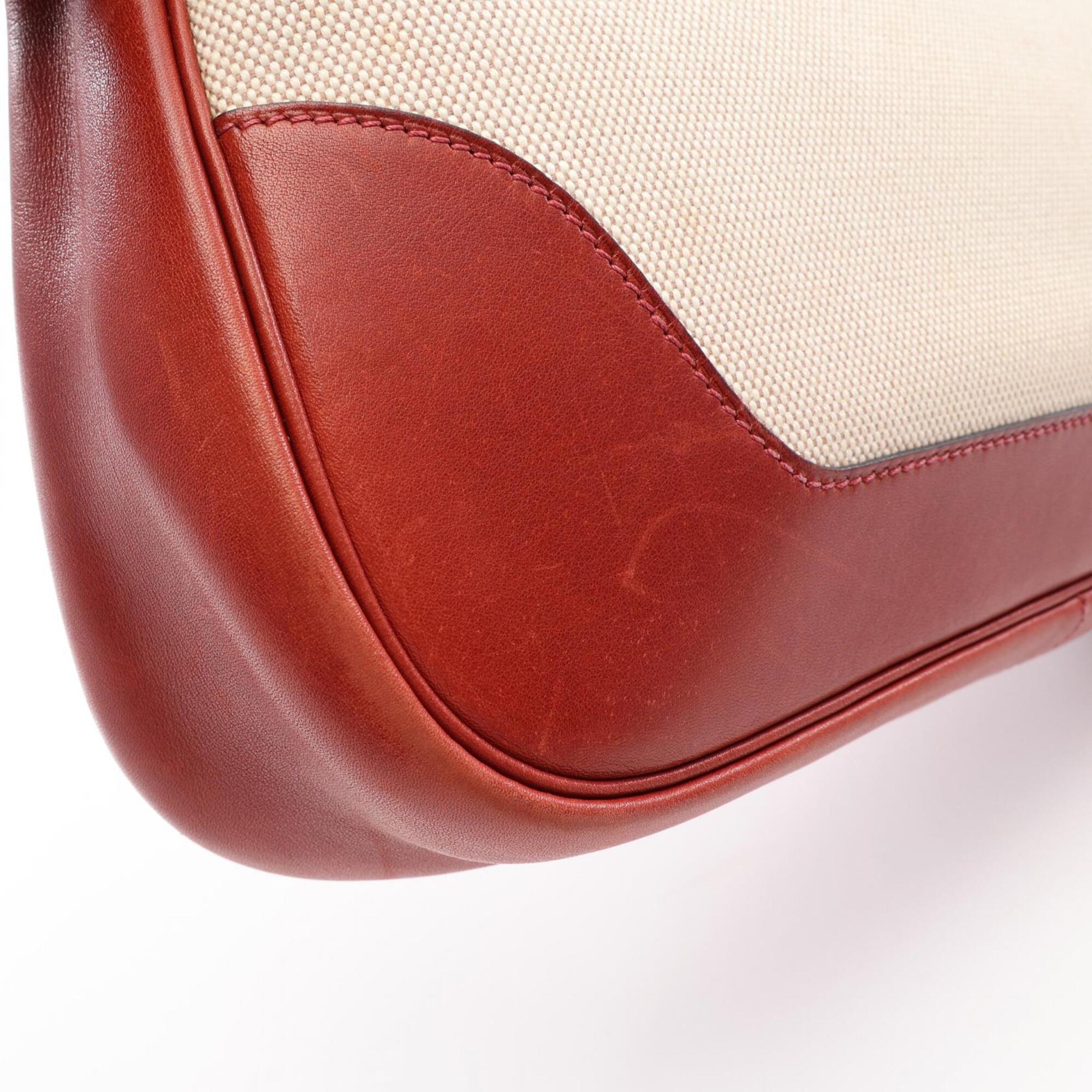 Hermes Bordeaux Ecru Ivory Toile H Handbag Shoulder Bag (Pre-Owned)