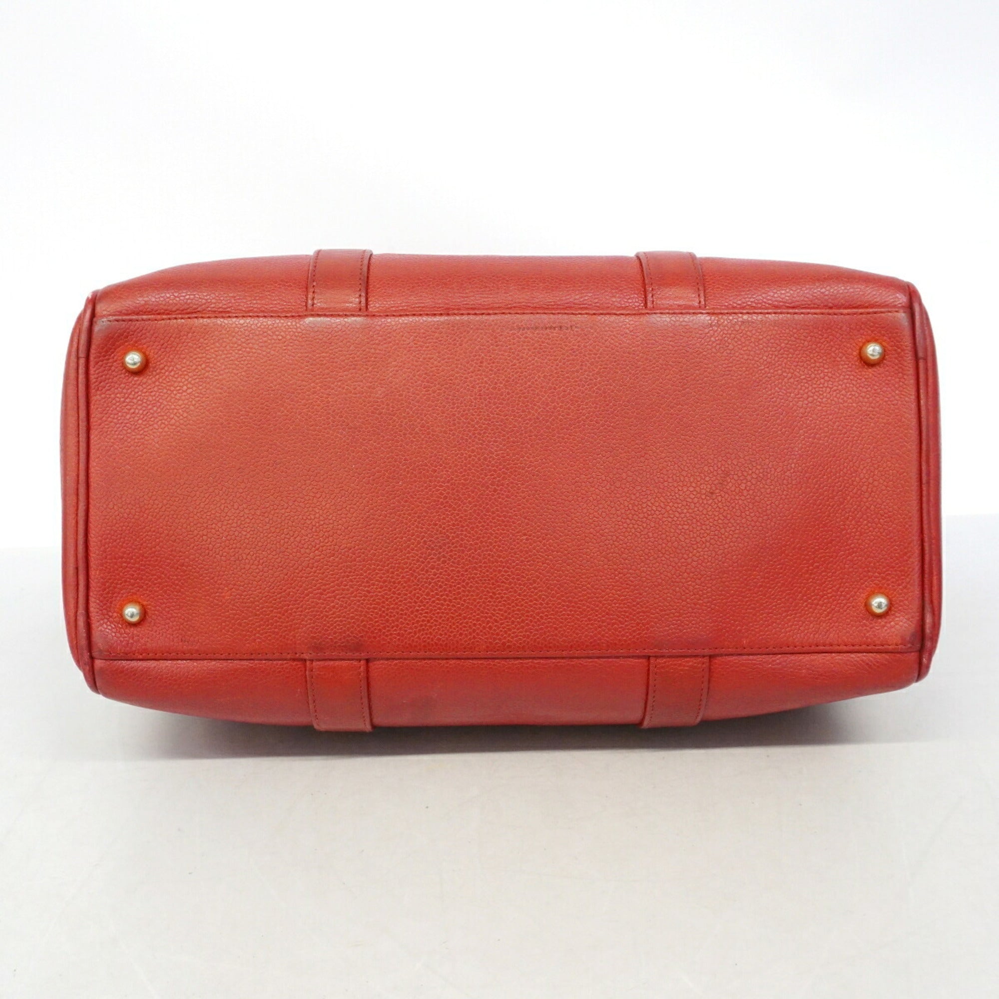 Chanel Red Color Grained Calfskin Handbag (Pre-Owned)
