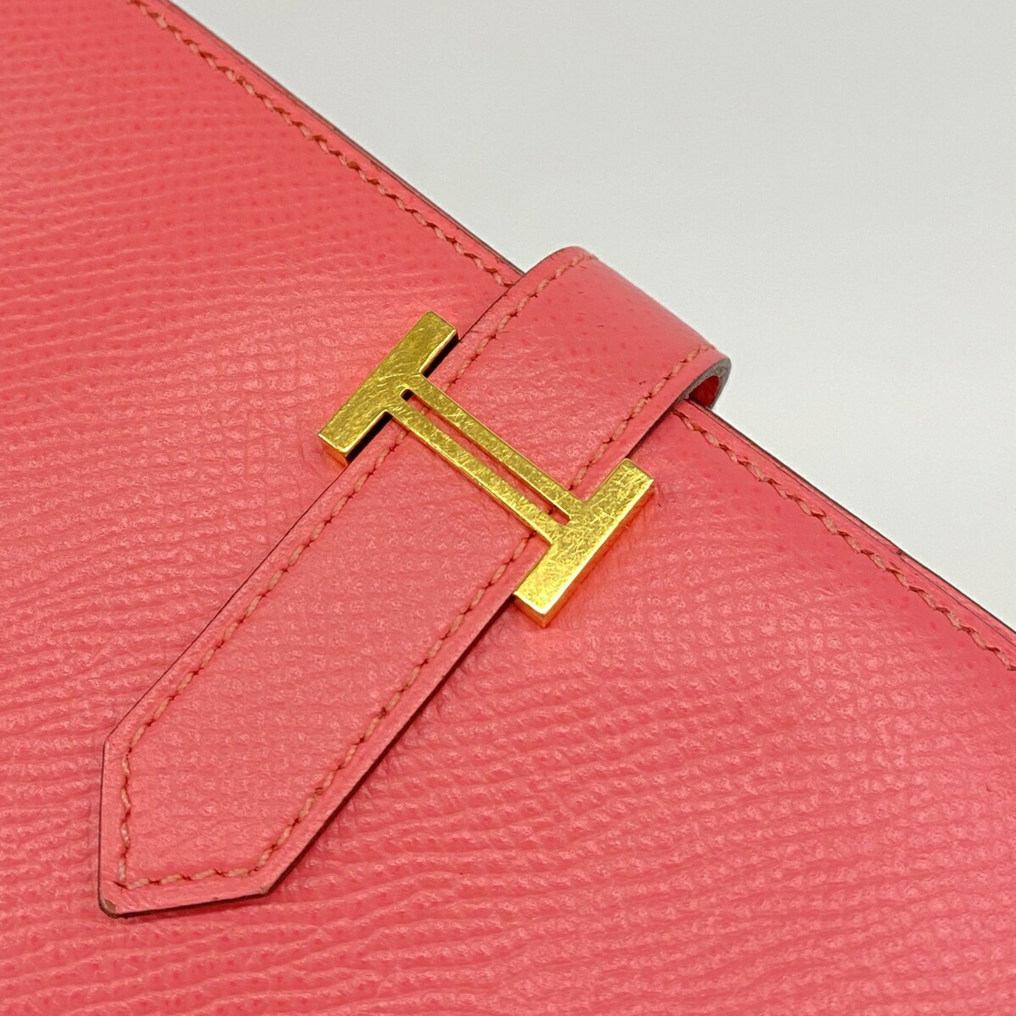 Hermes Rose Azalee Epsom Leather Leather Long Wallet (Bi-Fold) (Pre-Owned)