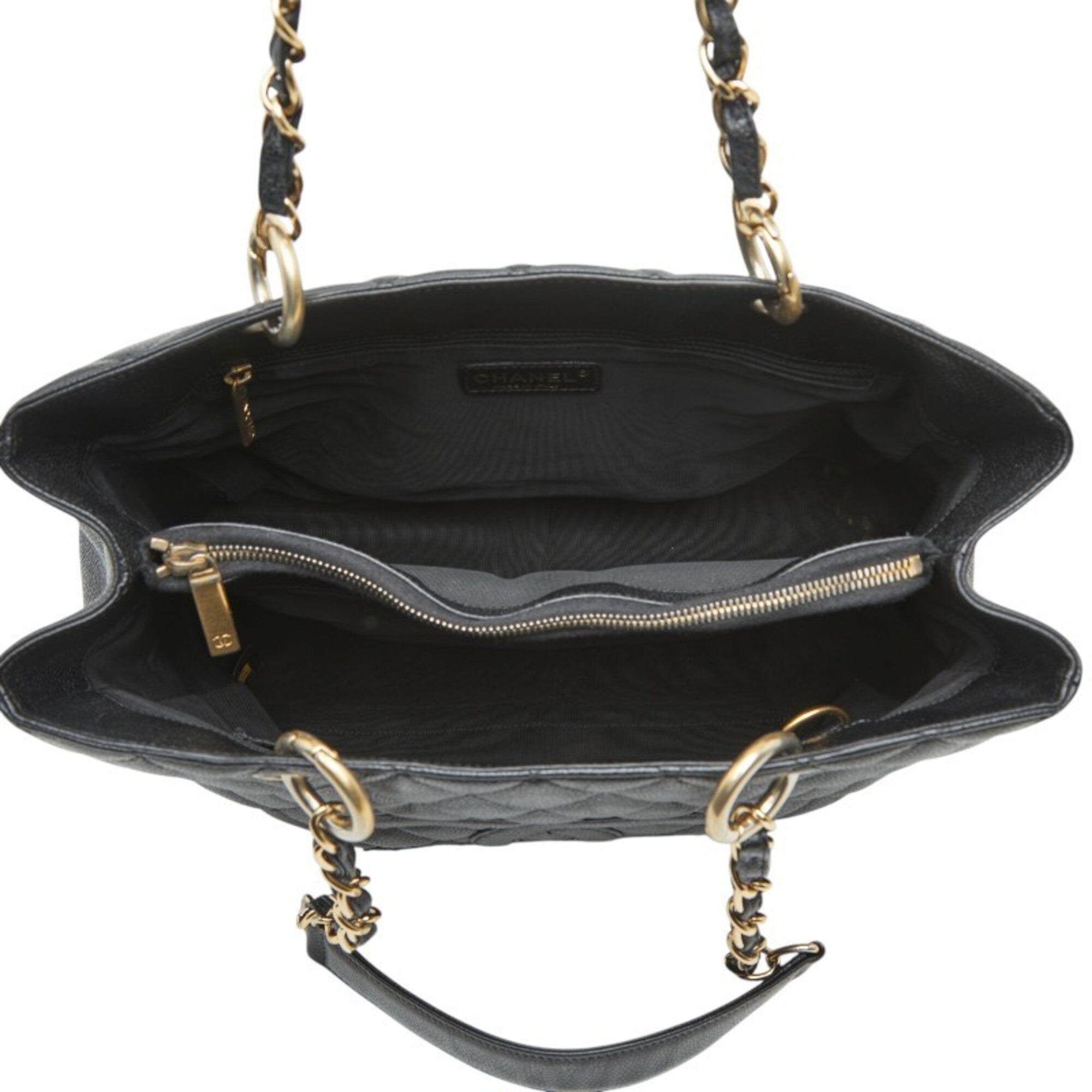 Chanel Black Grained Calfskin Shoulder Bag Tote Bag (Pre-Owned)