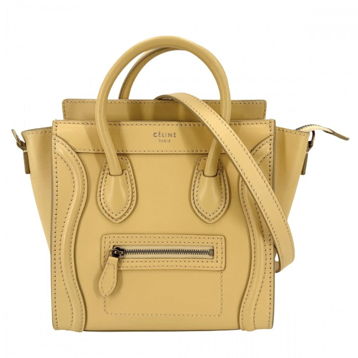 Celine Yellow Leather Handbag Shoulder Bag (Pre-Owned)