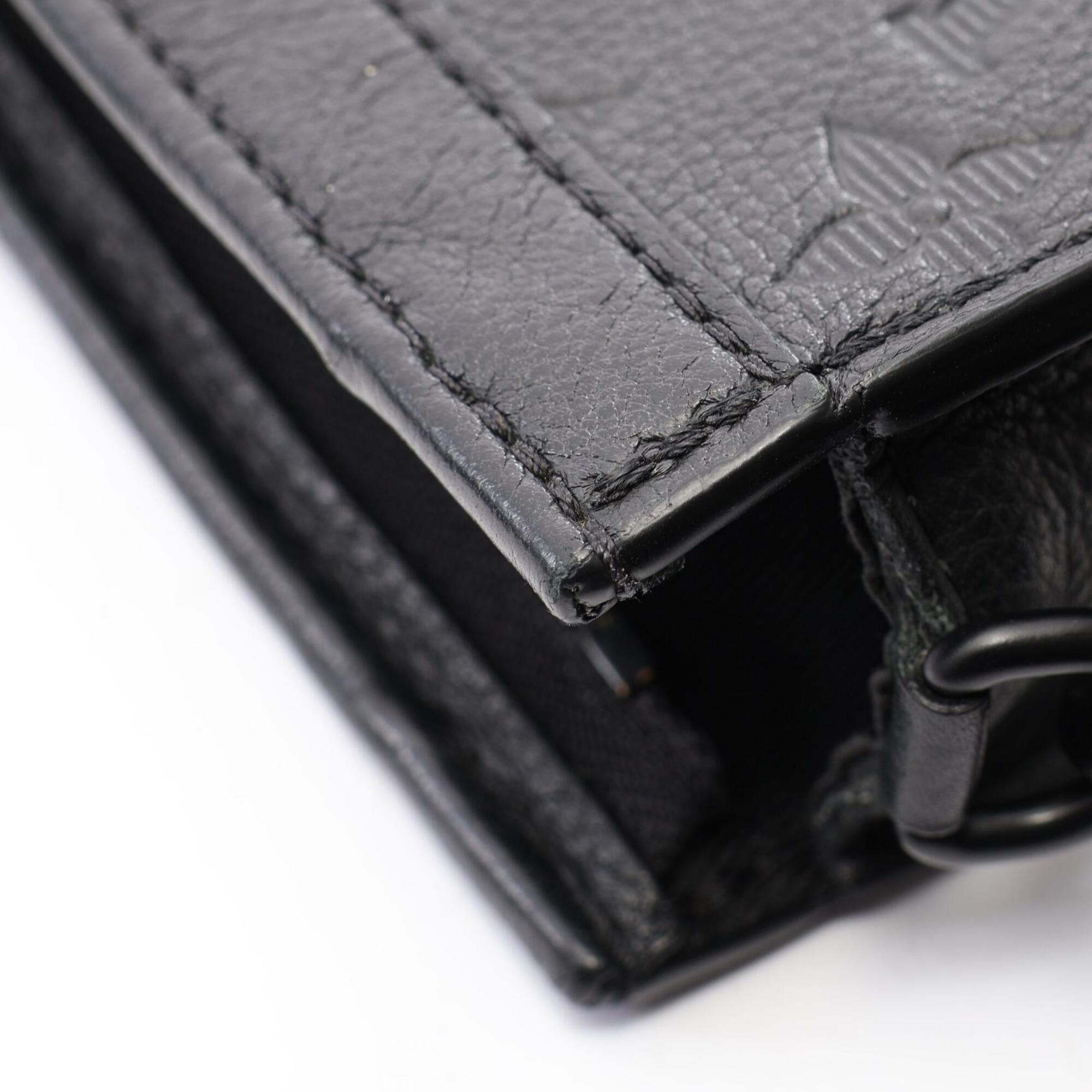 Louis Vuitton Black Leather Handbag Pouch Shoulder Bag (Pre-Owned)