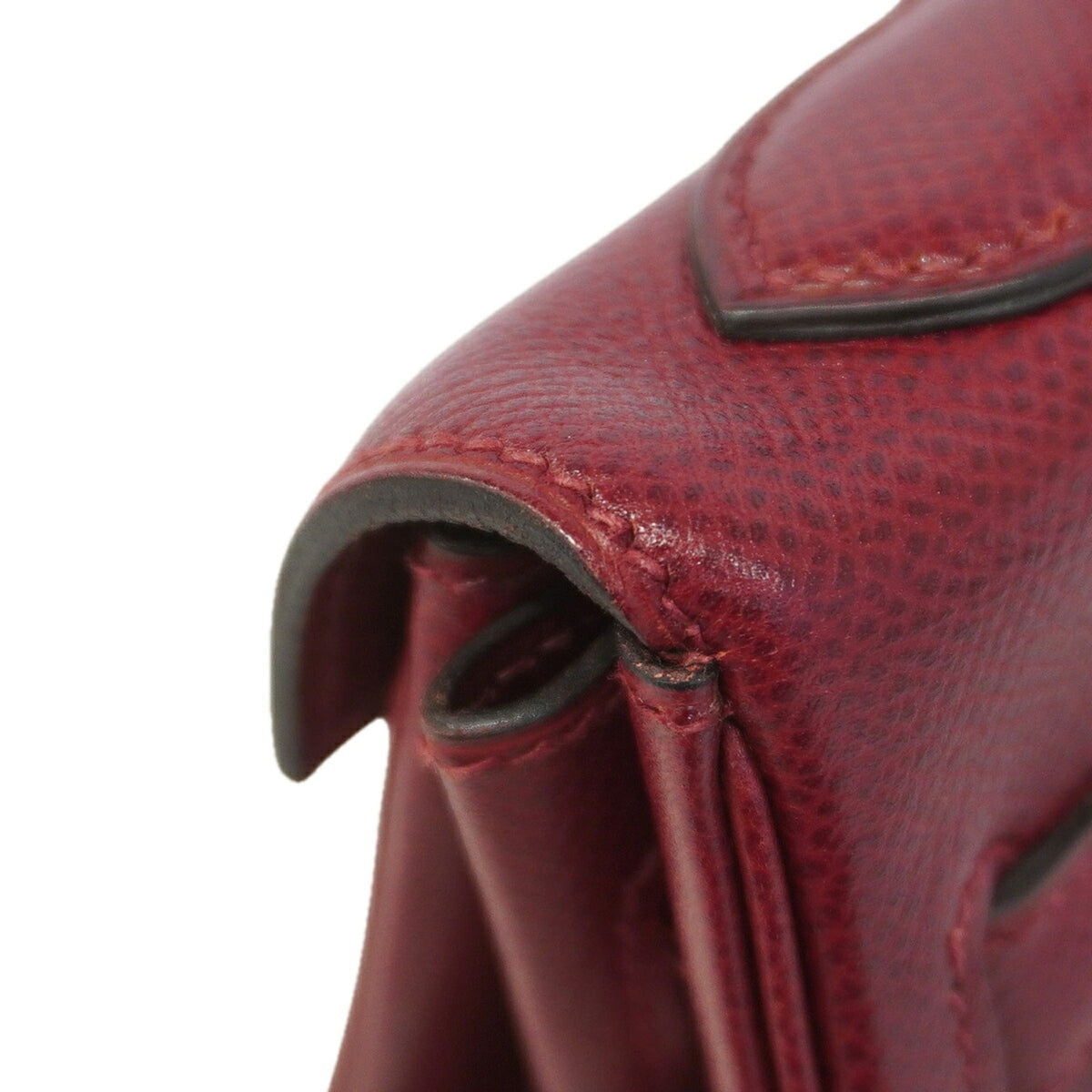 Hermes Rouge H Courchevel Leather Handbag (Pre-Owned)