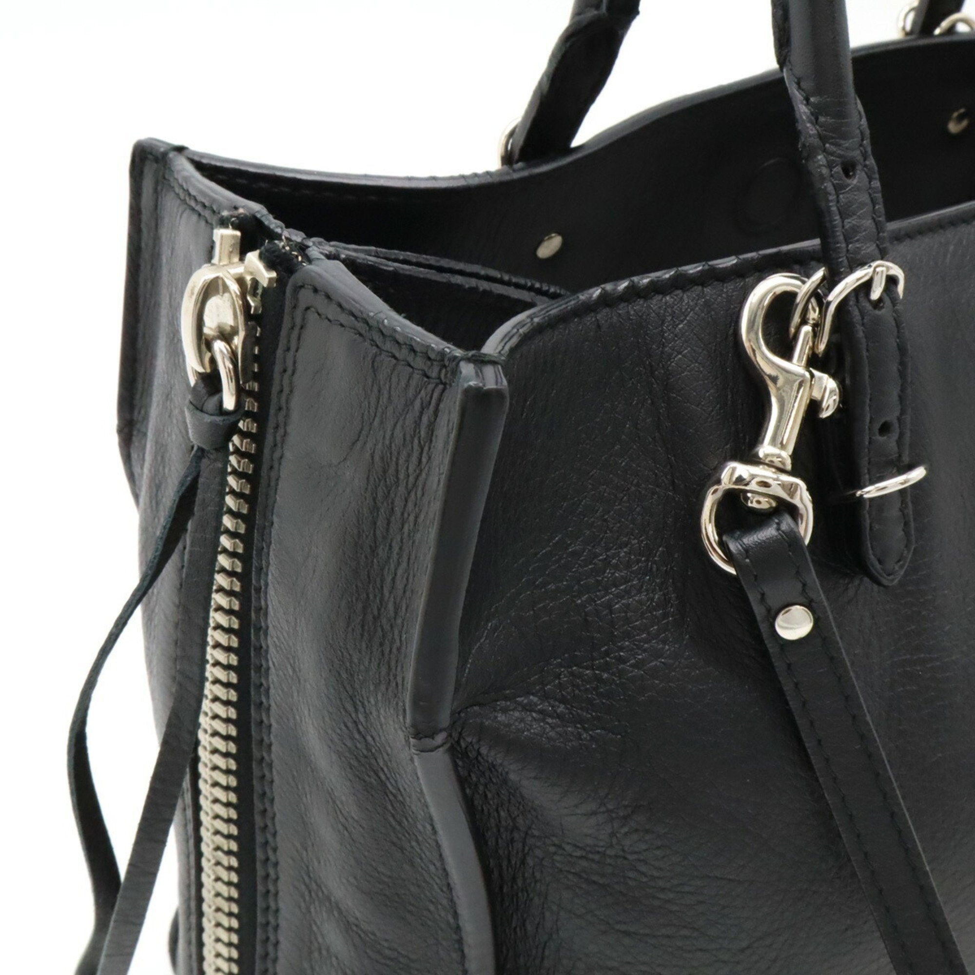 Balenciaga Black Leather Handbag Shoulder Bag Tote Bag (Pre-Owned)