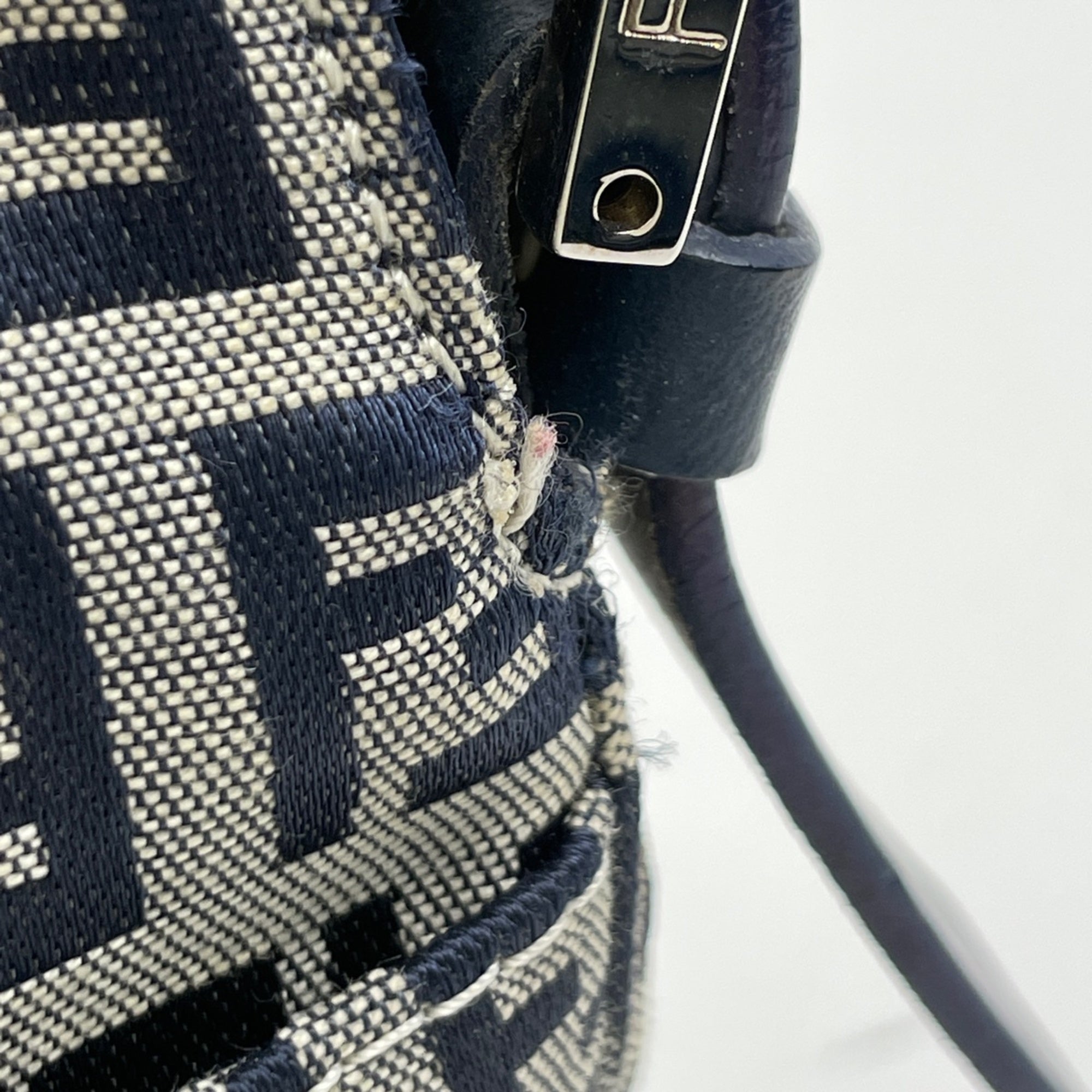 Fendi Navy Zucchino Shoulder Bag (Pre-Owned)