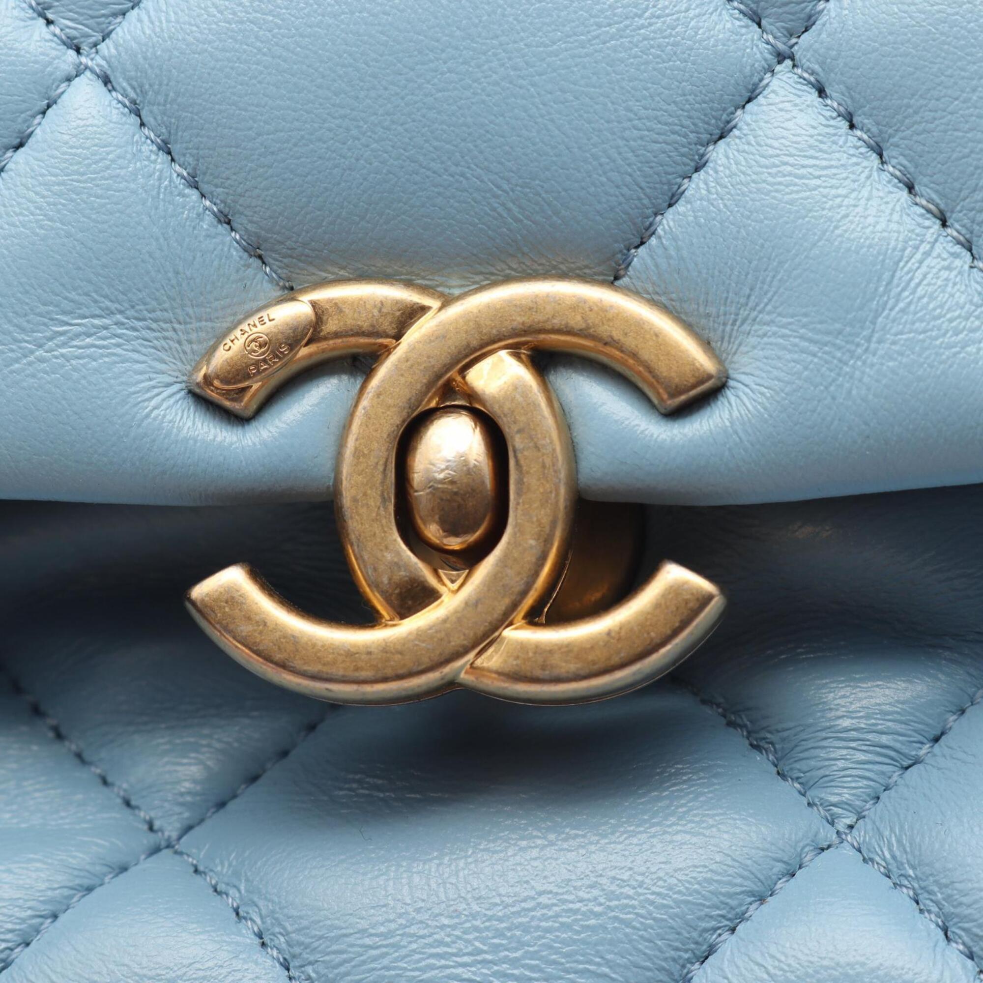 Chanel Blue Leather Handbag Shoulder Bag (Pre-Owned)