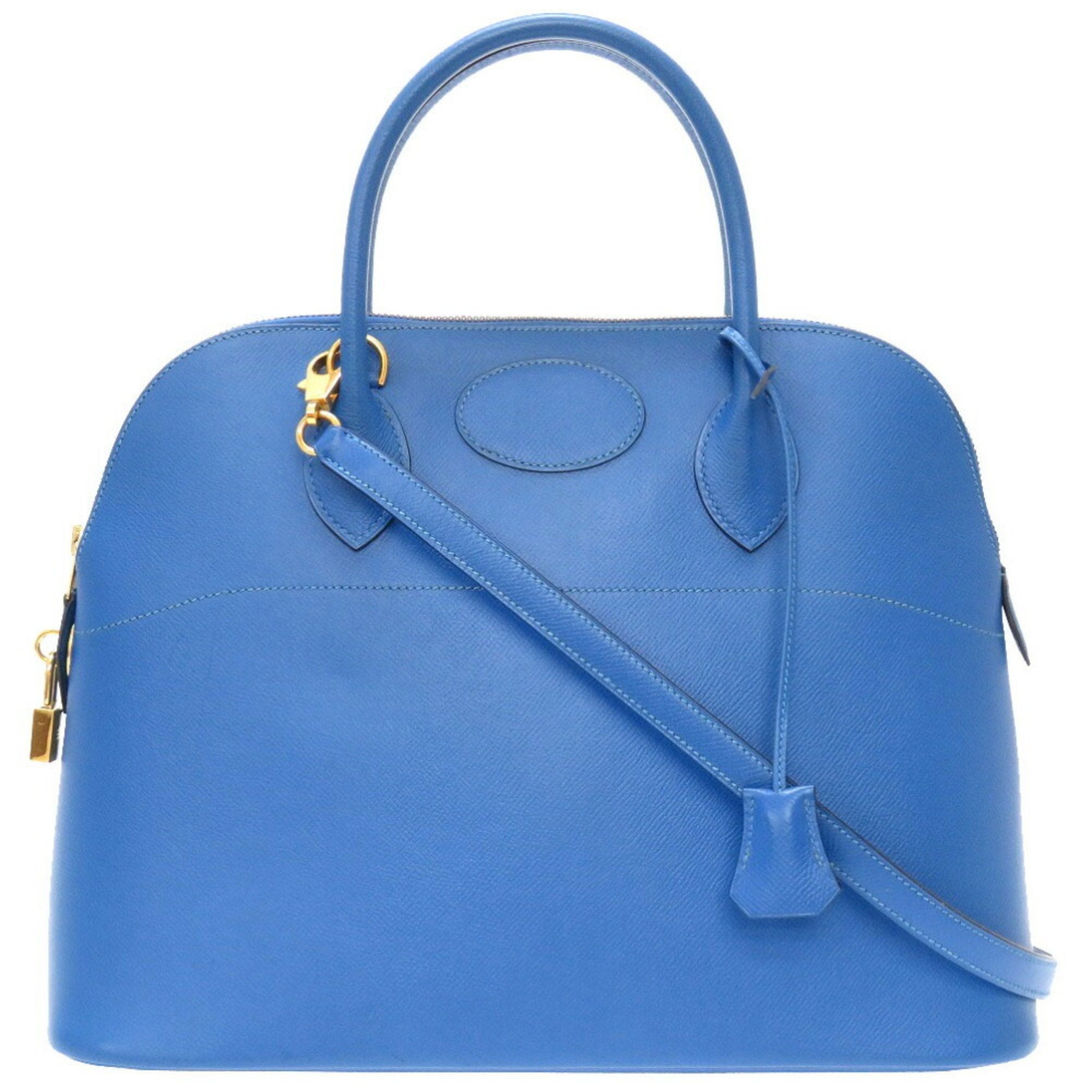 Hermes Bolide Blue Courchevel Leather Handbag (Pre-Owned)