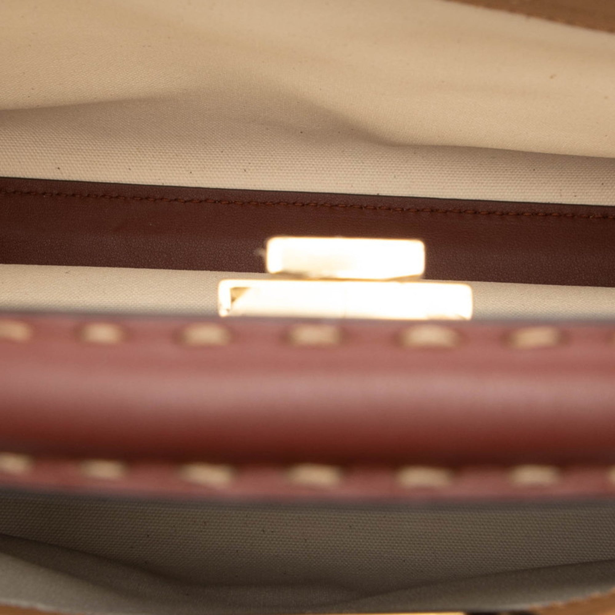 Fendi Selleria Bordeaux Brown Leather Handbag Shoulder Bag (Pre-Owned)