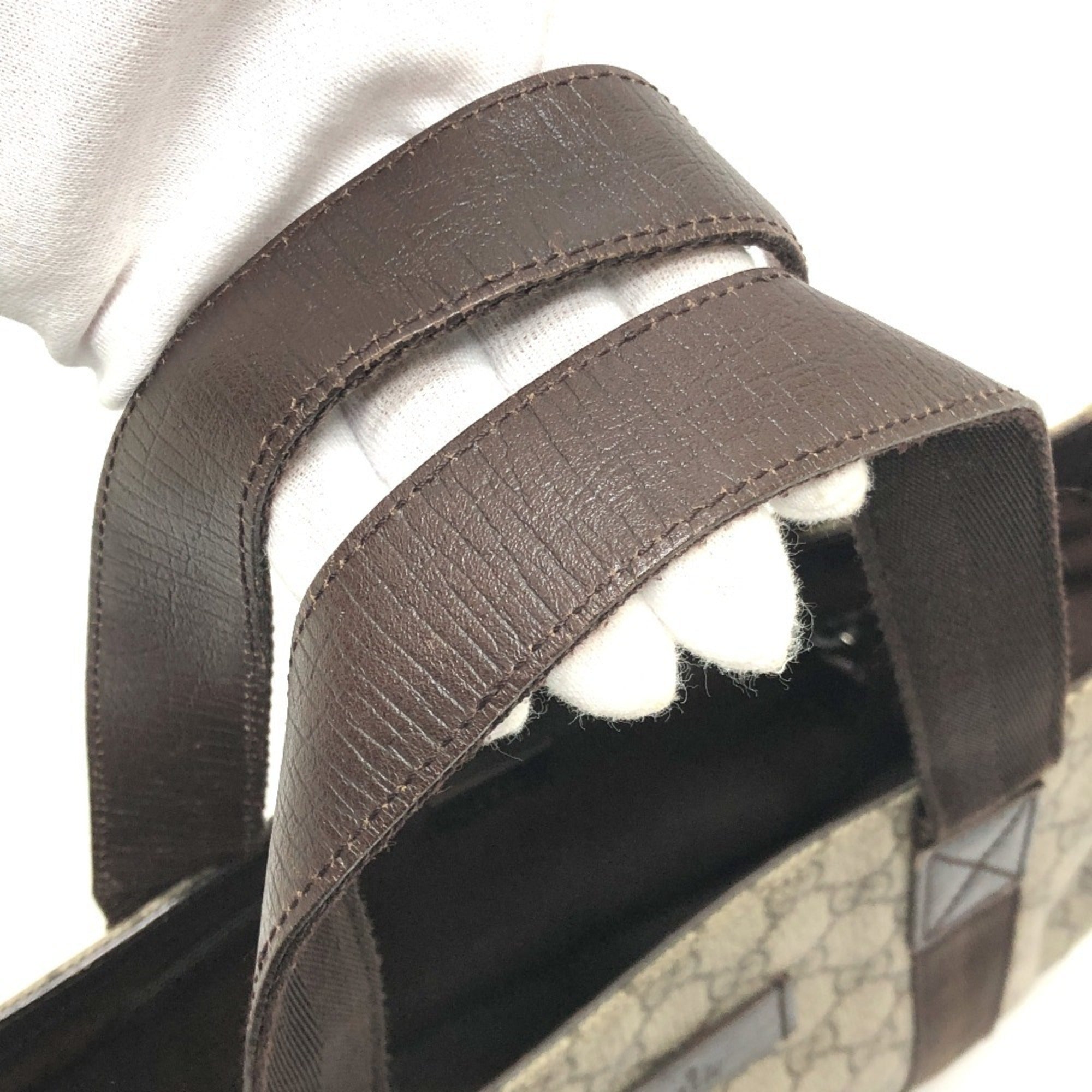 Gucci Beige Dark Brown Gg Supreme Canvas Handbag Tote Bag (Pre-Owned)