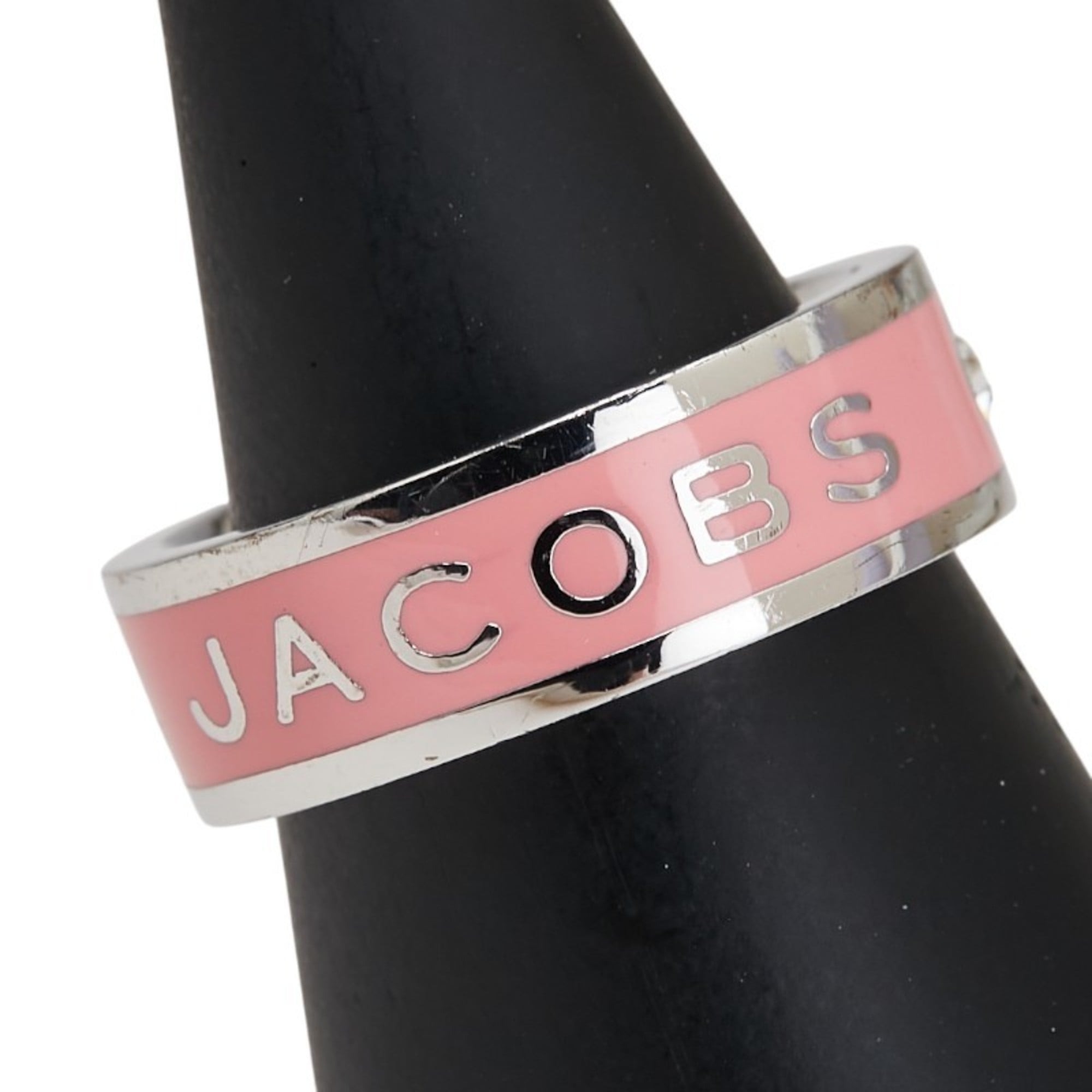 Marc Jacobs Silver Pink Metal Band Ring (Pre-Owned)
