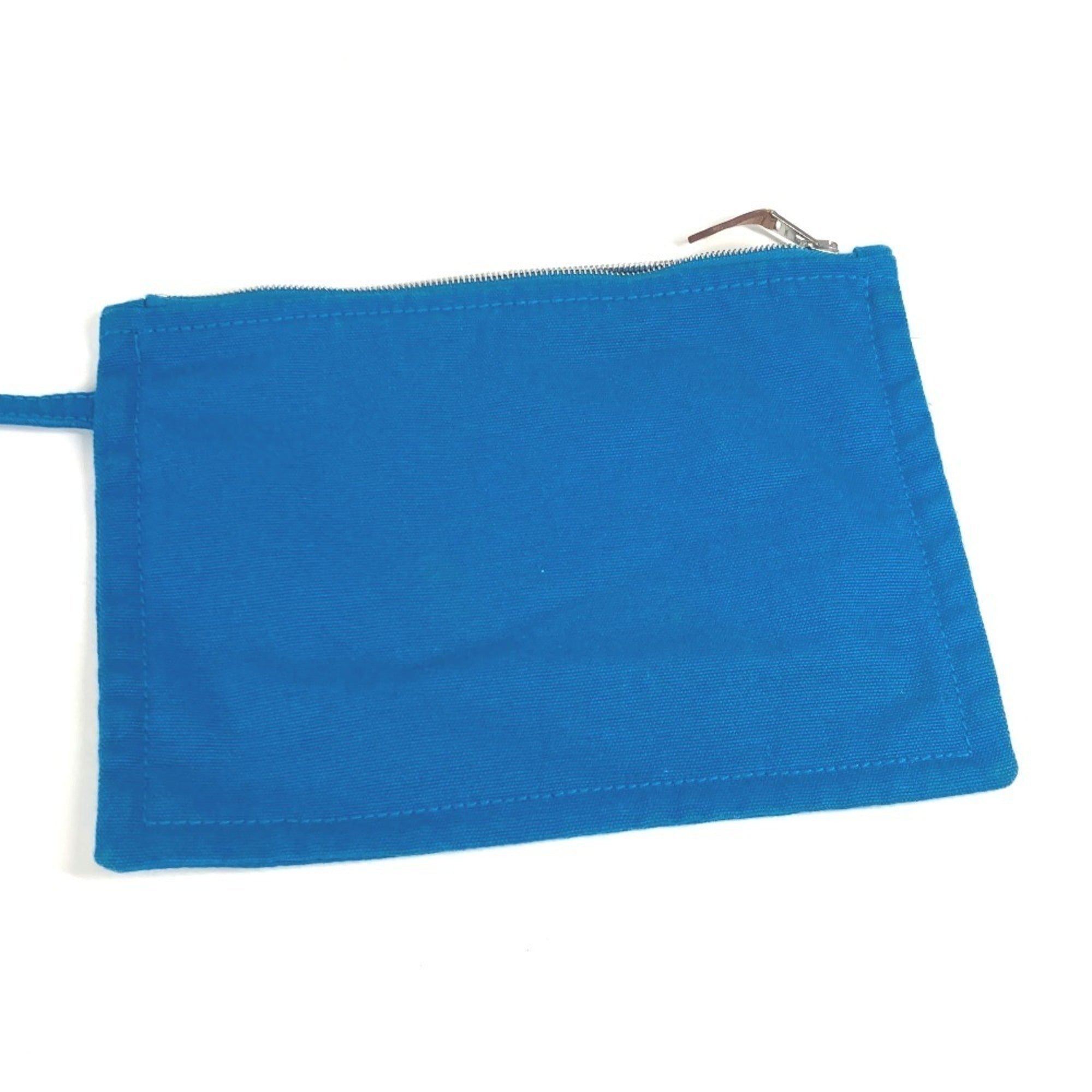 Hermes Blue White Canvas Beach Bag Handbag Pouch Tote Bag (Pre-Owned)