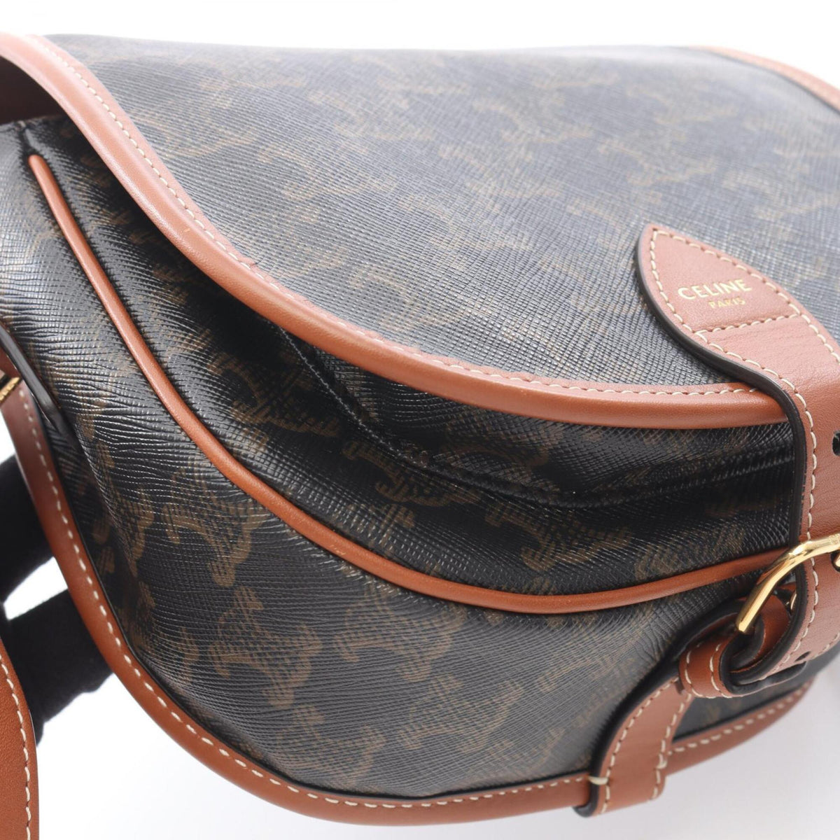 Celine Black Brown Coated Canvas Leather Handbag Shoulder Bag (Pre-Owned)