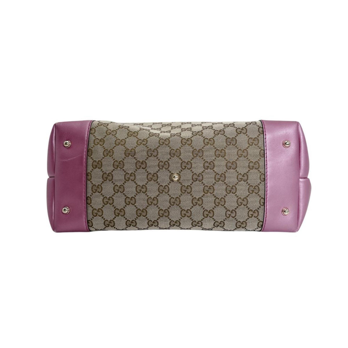 Gucci Brown Pink Gg Canvas Tote Bag (Pre-Owned)