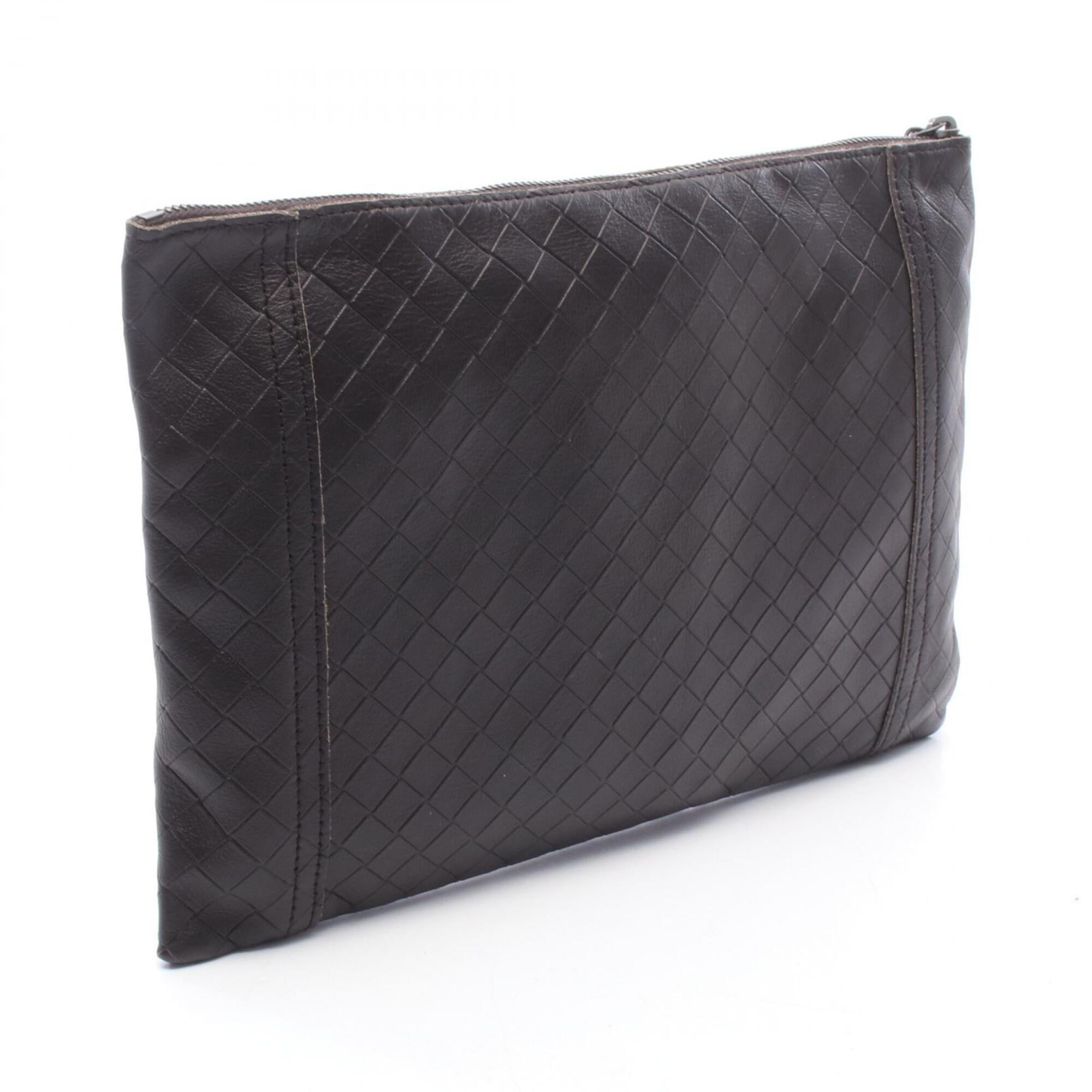 Bottega Veneta Brown Leather Clutch Bag Handbag (Pre-Owned)