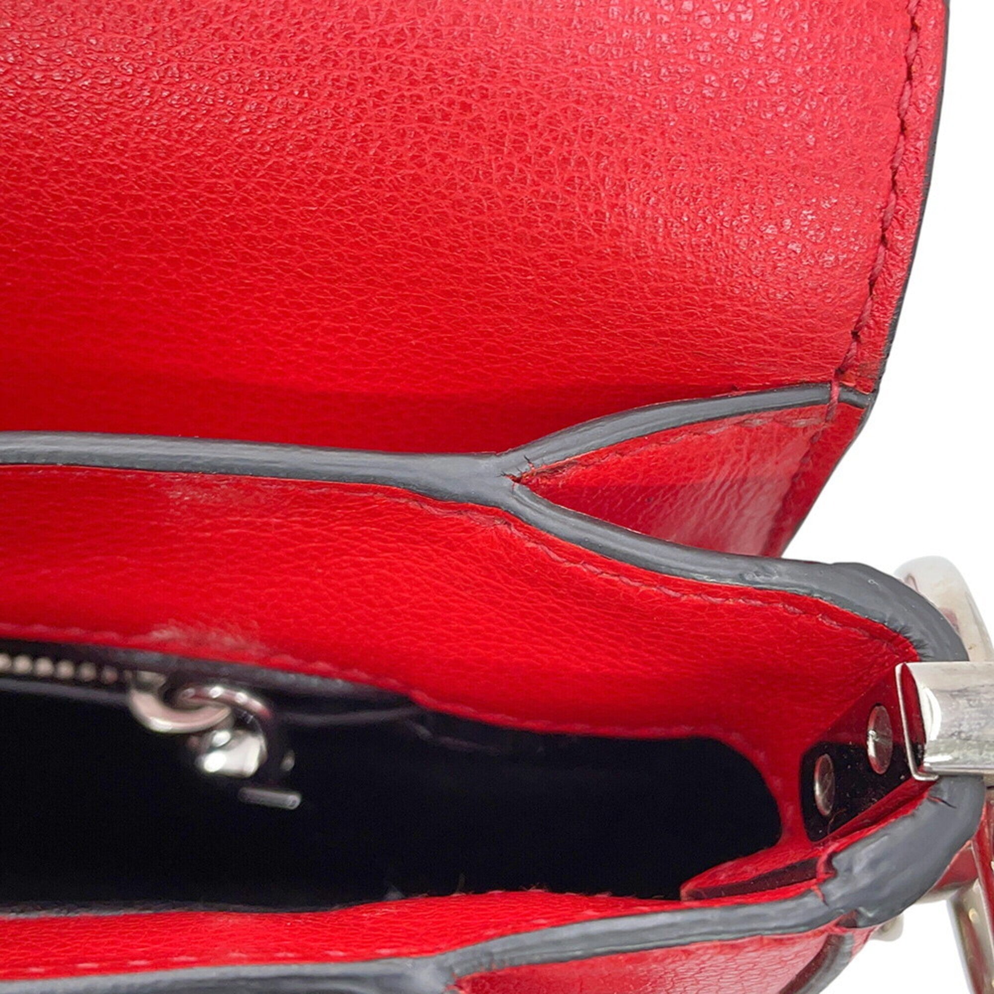 Prada Red Color Leather Shoulder Bag (Pre-Owned)