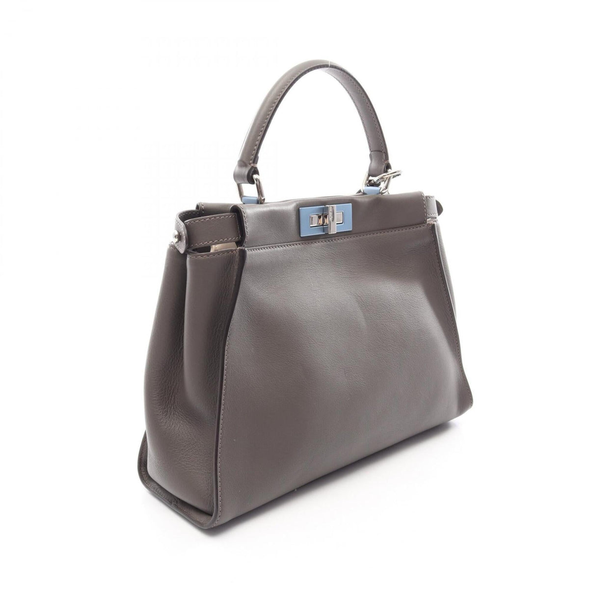 Fendi Peekaboo Gray Leather Handbag (Pre-Owned)