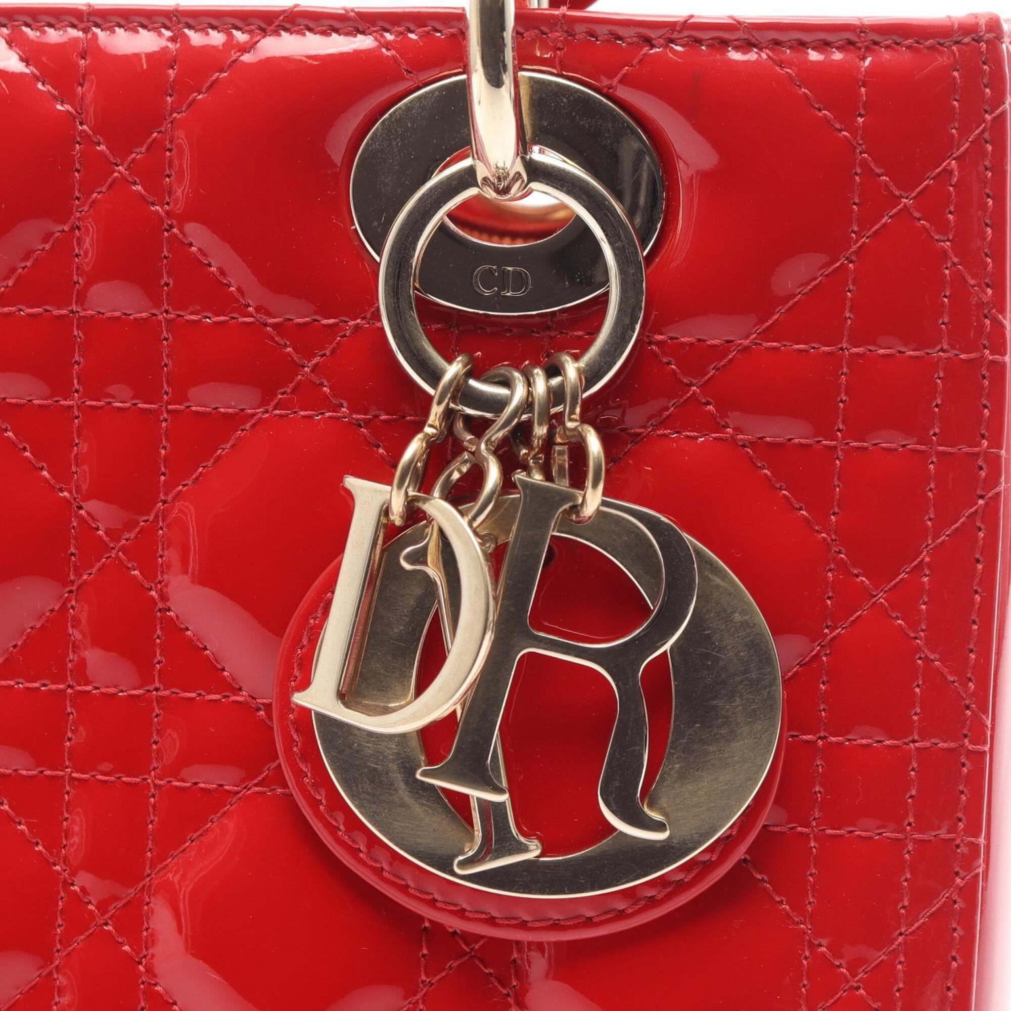 Christian Dior Red Color Patent Leather Handbag (Pre-Owned)