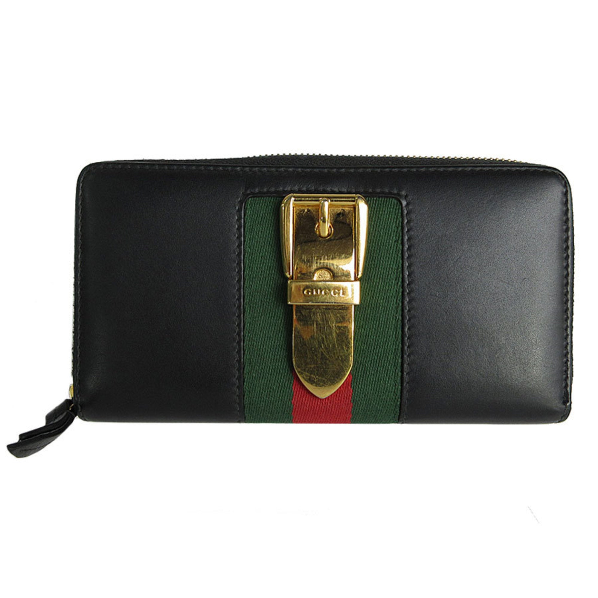 Gucci Black Gold Metal Leather Coin Purse/Coin Case (Pre-Owned)