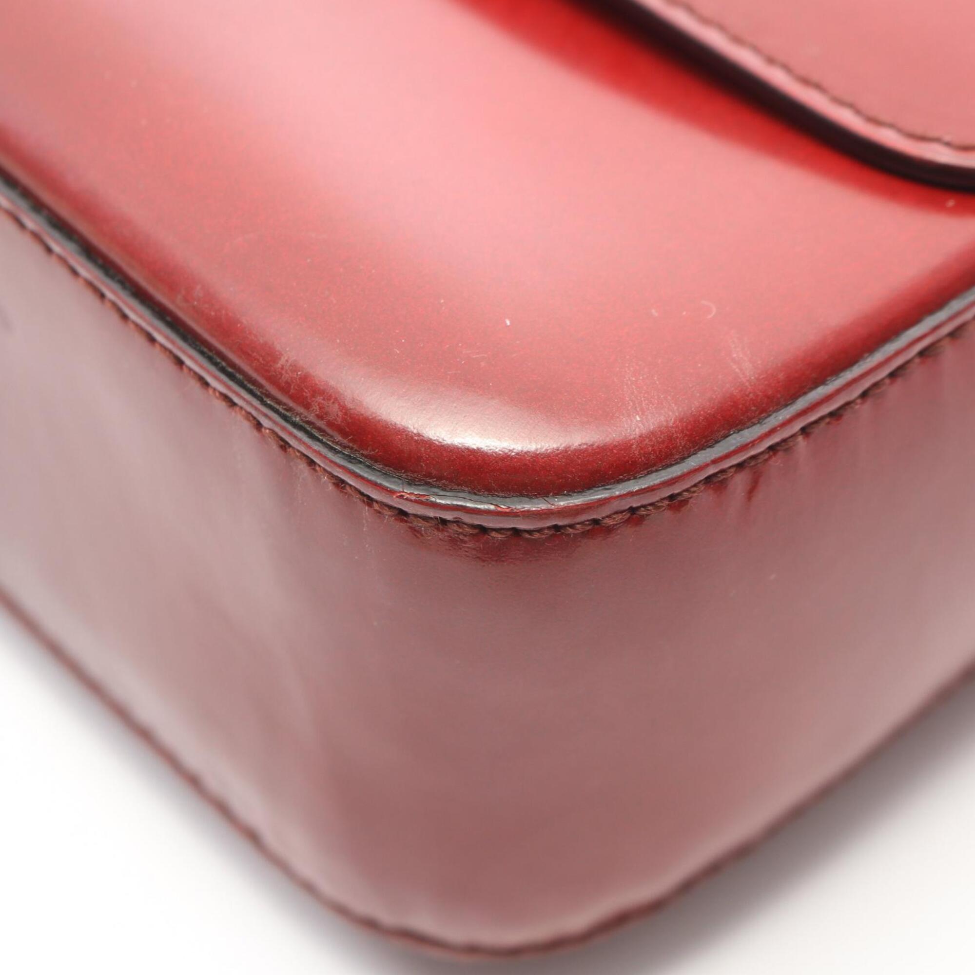 Prada Bordeaux Leather Handbag Shoulder Bag (Pre-Owned)