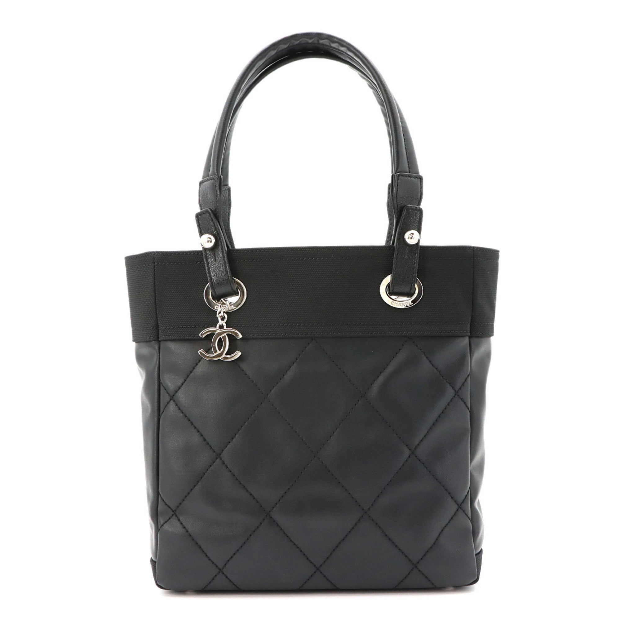 Chanel Black Nylon Pvc Leather Handbag Tote Bag (Pre-Owned)