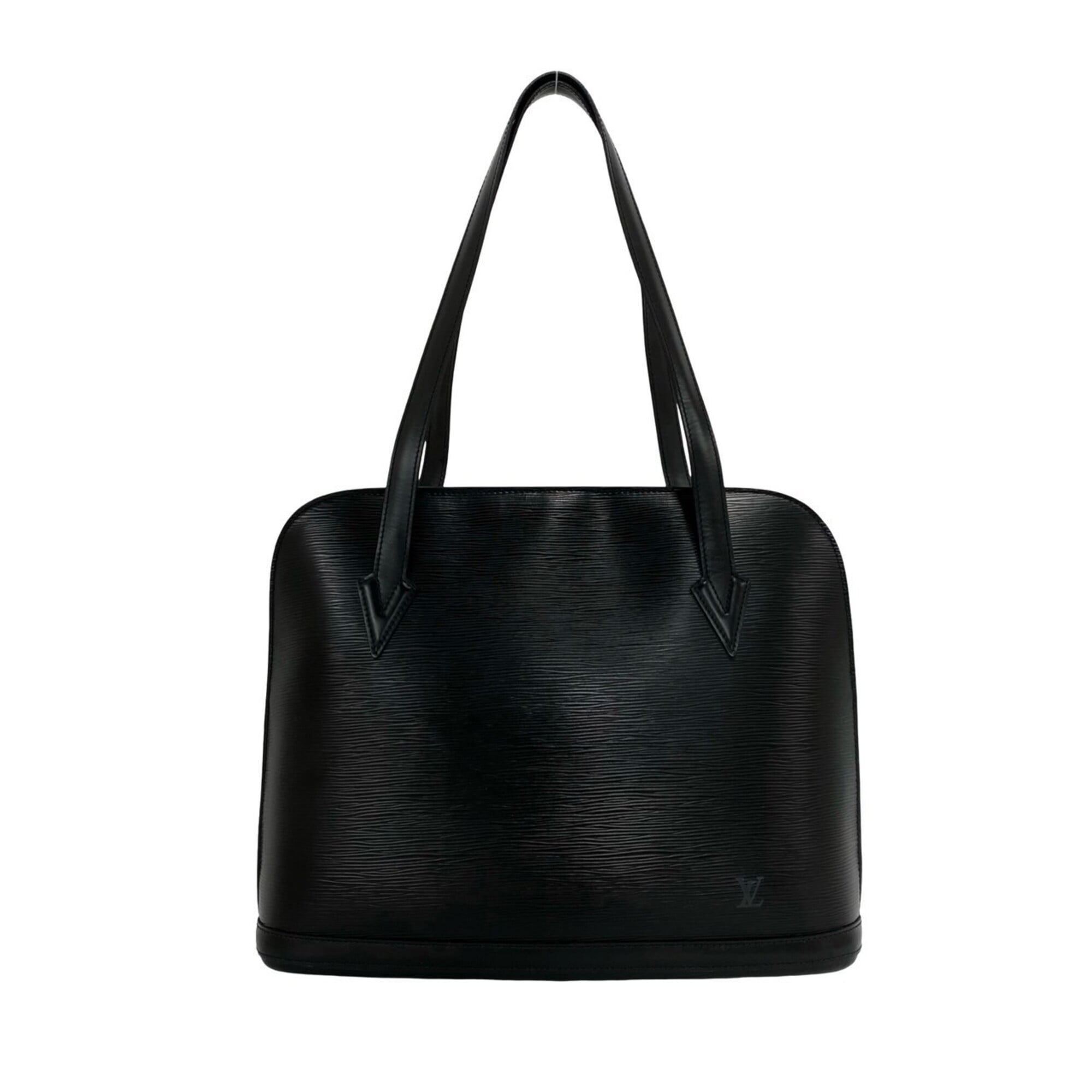 Louis Vuitton Black Leather Shoulder Bag Tote Bag (Pre-Owned)