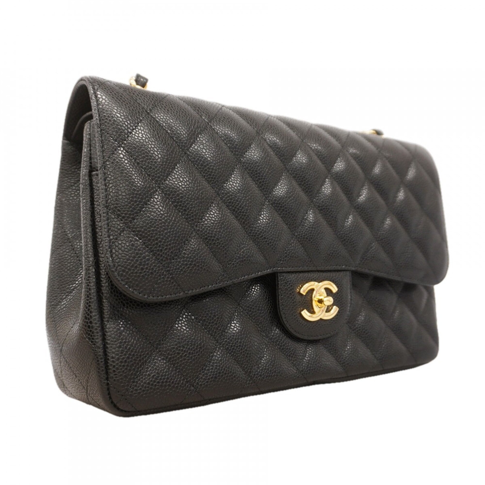 Chanel Black Grained Calfskin Shoulder Bag (Pre-Owned)