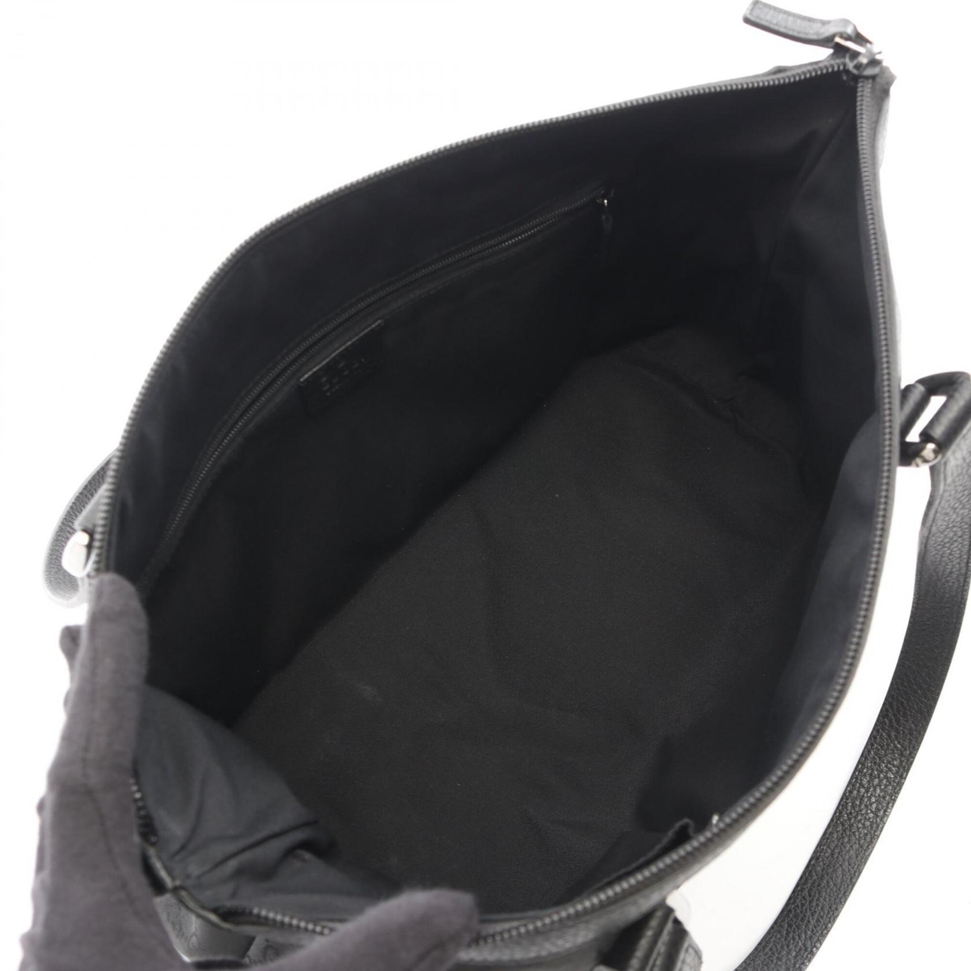 Gucci Black Nylon Leather Handbag Tote Bag (Pre-Owned)