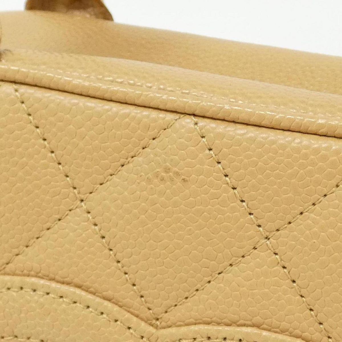 Chanel Beige Grained Calfskin Boston Bag Handbag (Pre-Owned)