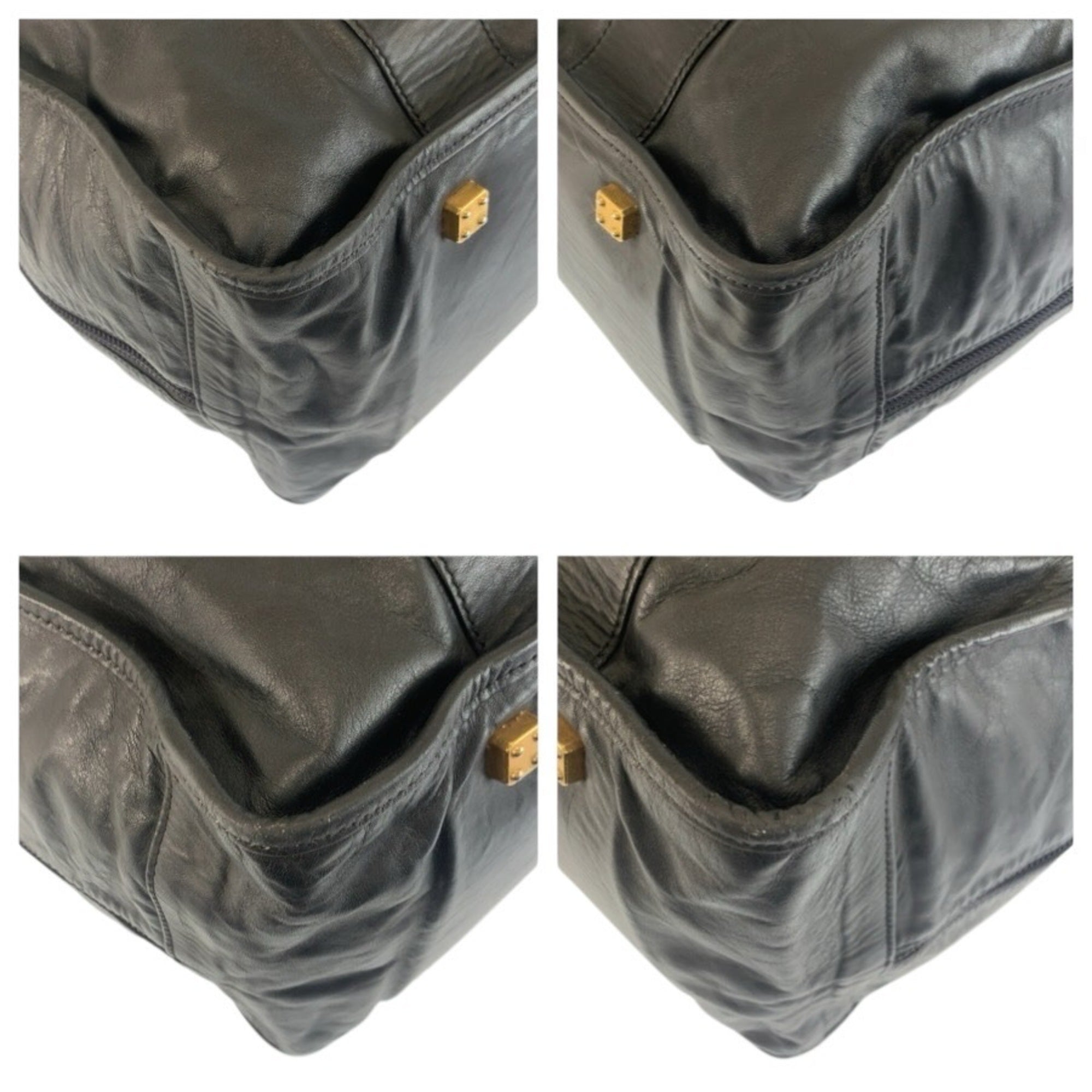 Loewe Black Leather Boston Bag Handbag (Pre-Owned)