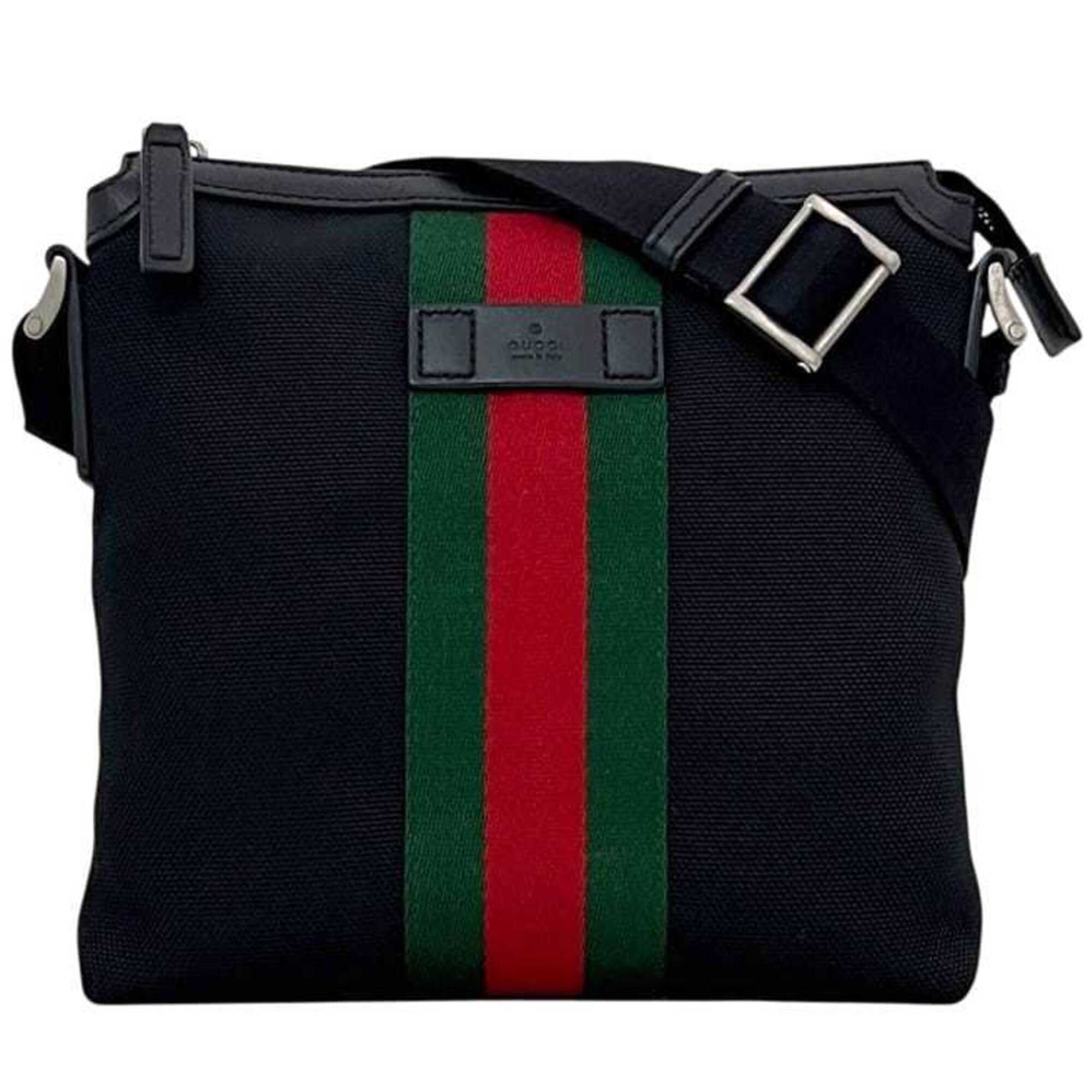 Gucci Black Canvas Leather Shoulder Bag (Pre-Owned)