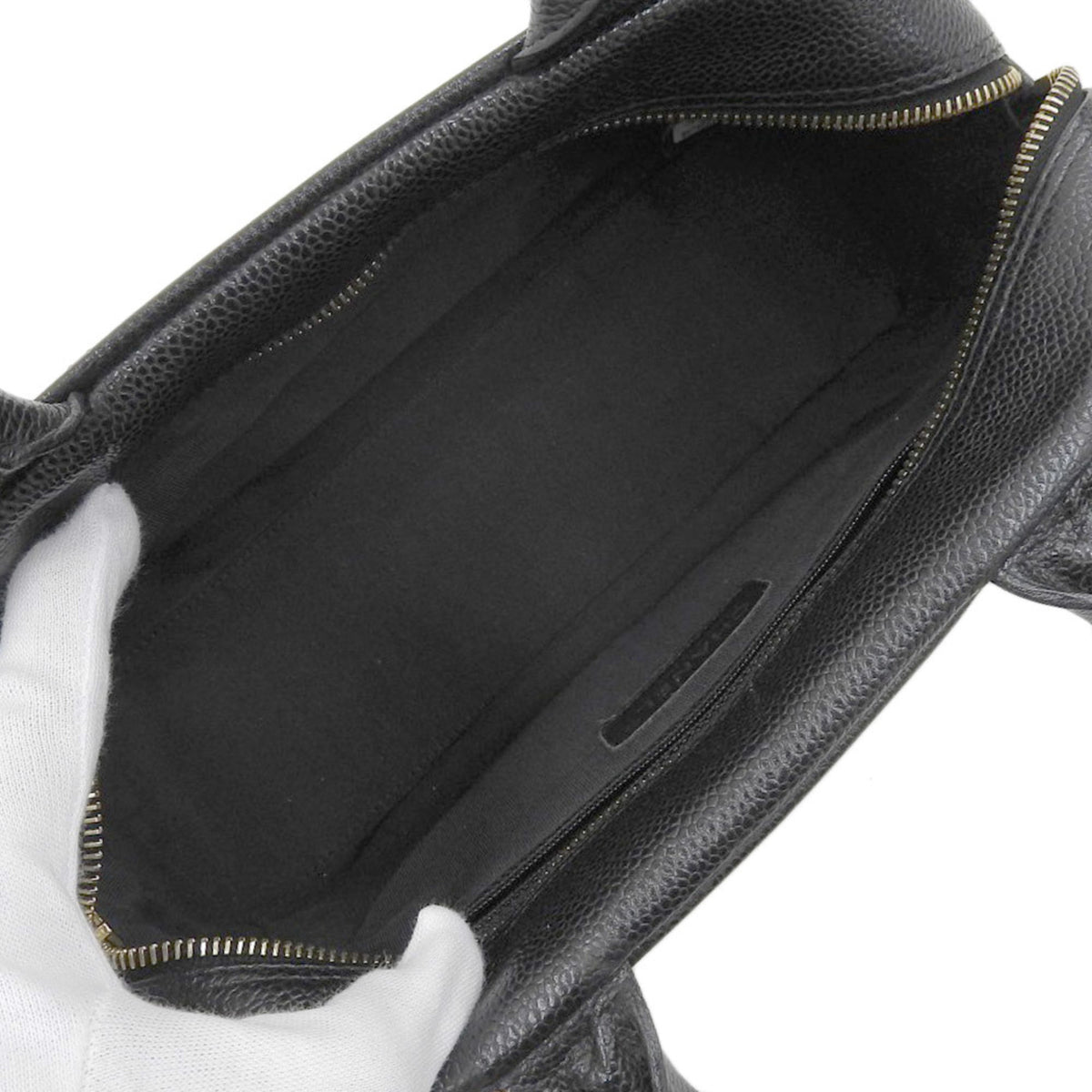 Chanel Black Caviar Leather Boston Bag Handbag (Pre-Owned)