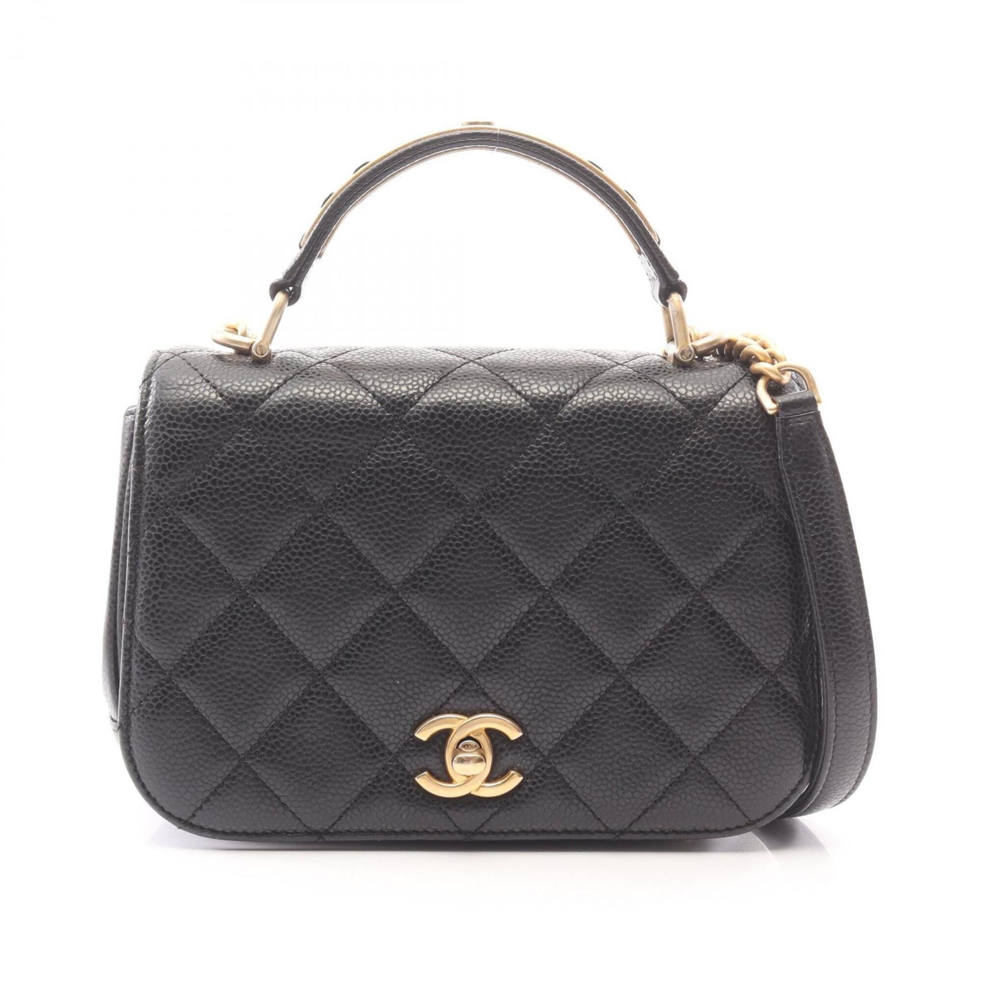 Chanel Black Grained Calfskin Handbag Shoulder Bag (Pre-Owned)