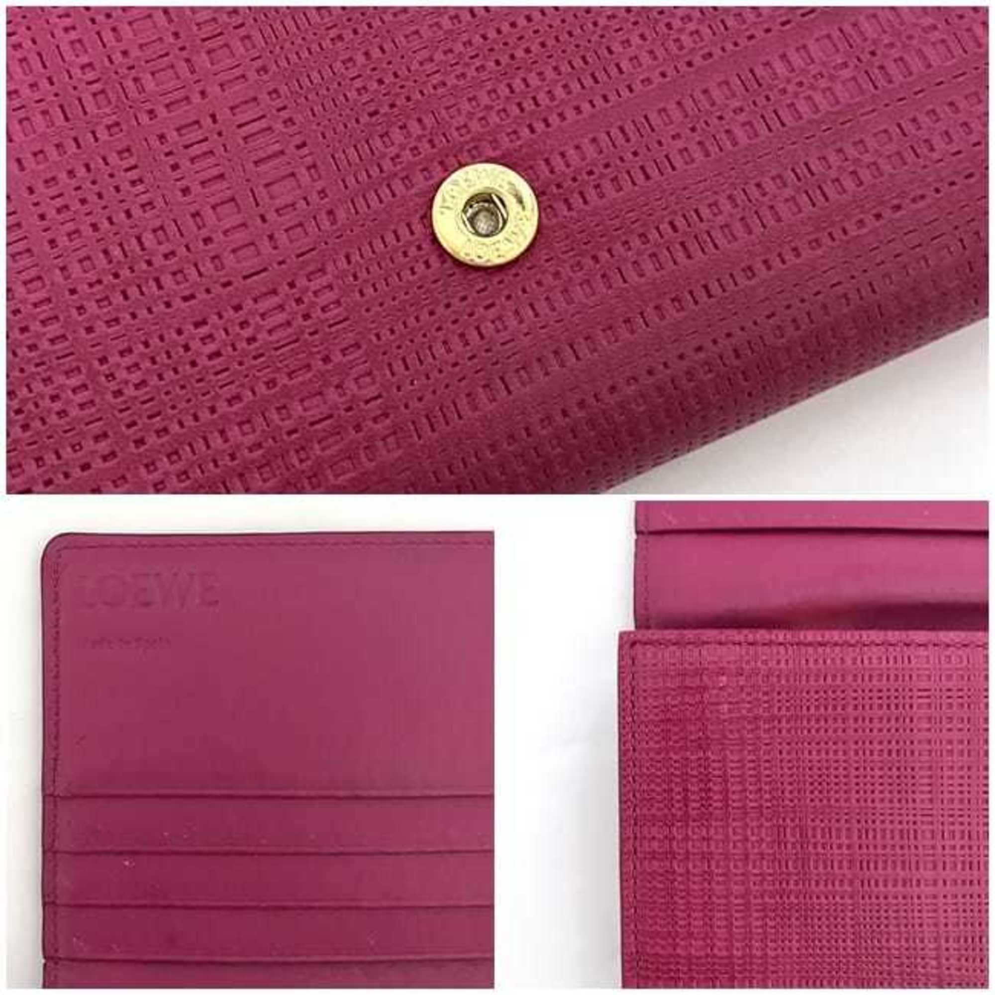 Loewe Linen Gold Pink Leather Long Wallet (Bi-Fold) (Pre-Owned)