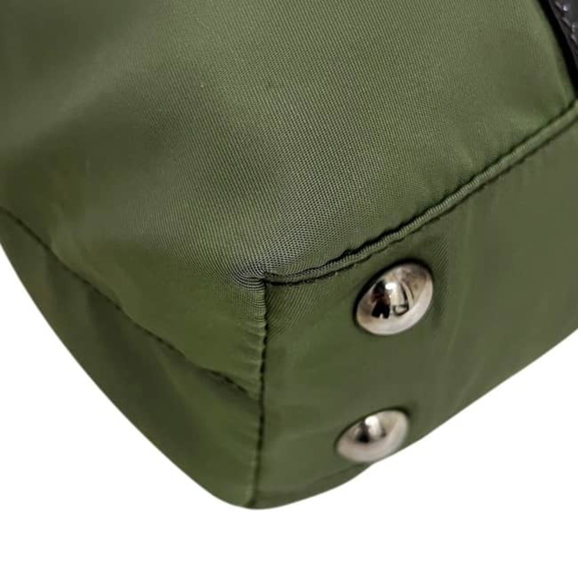 Prada Green Khaki Nylon Leather Handbag Shoulder Bag (Pre-Owned)