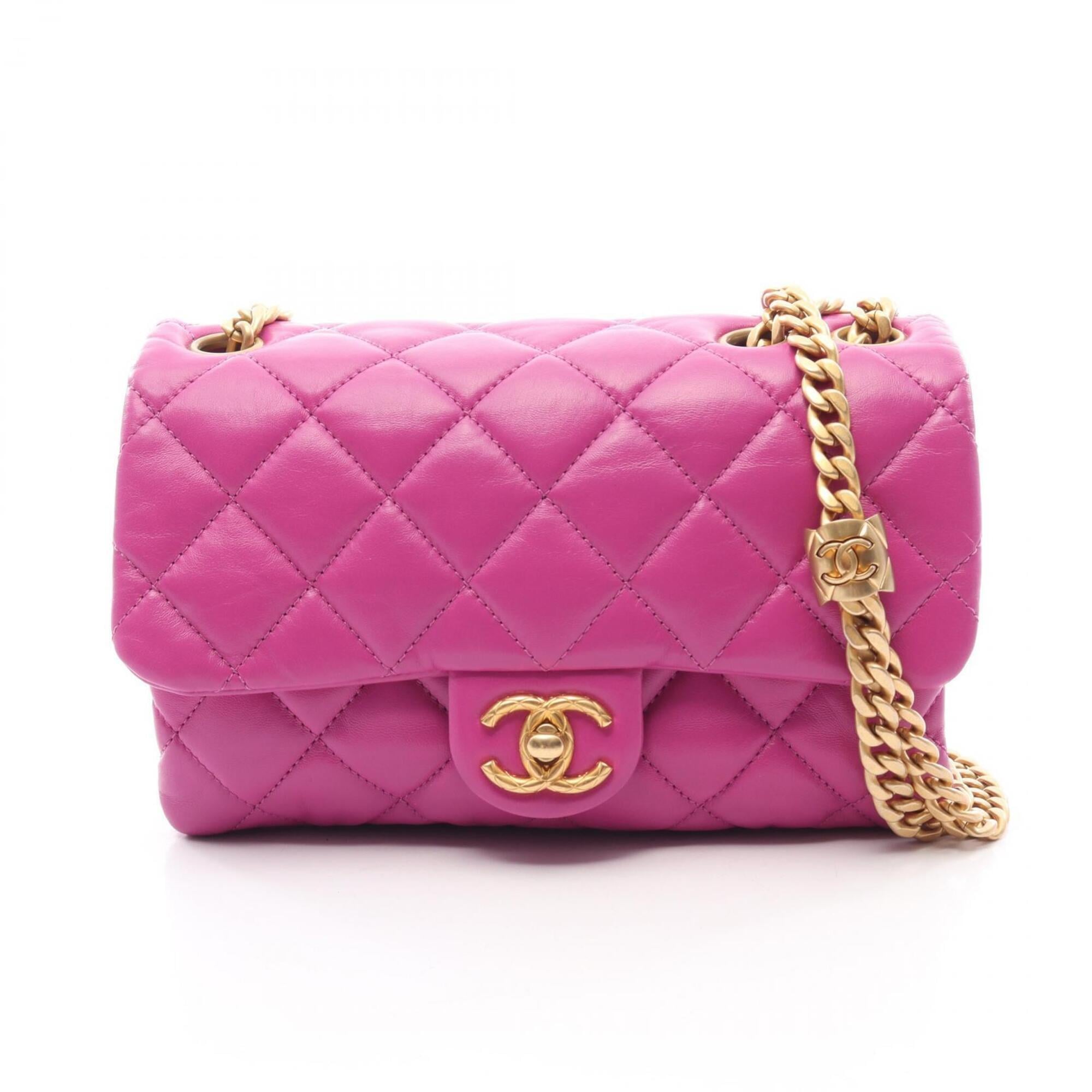 Chanel Purple Leather Handbag Shoulder Bag (Pre-Owned)