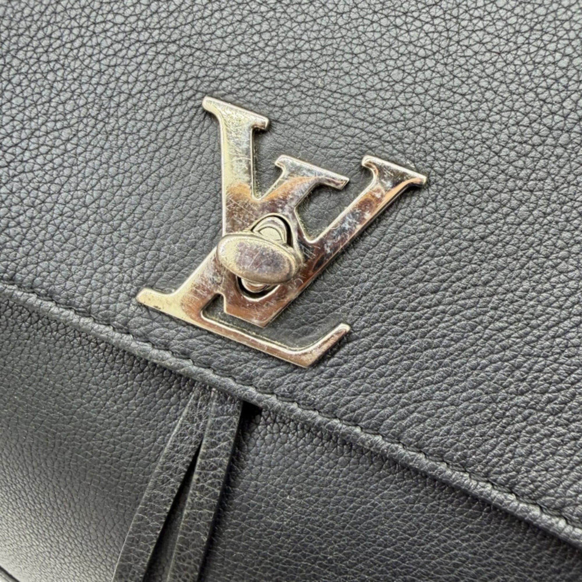 Louis Vuitton Black Noir Leather Backpack (Pre-Owned)