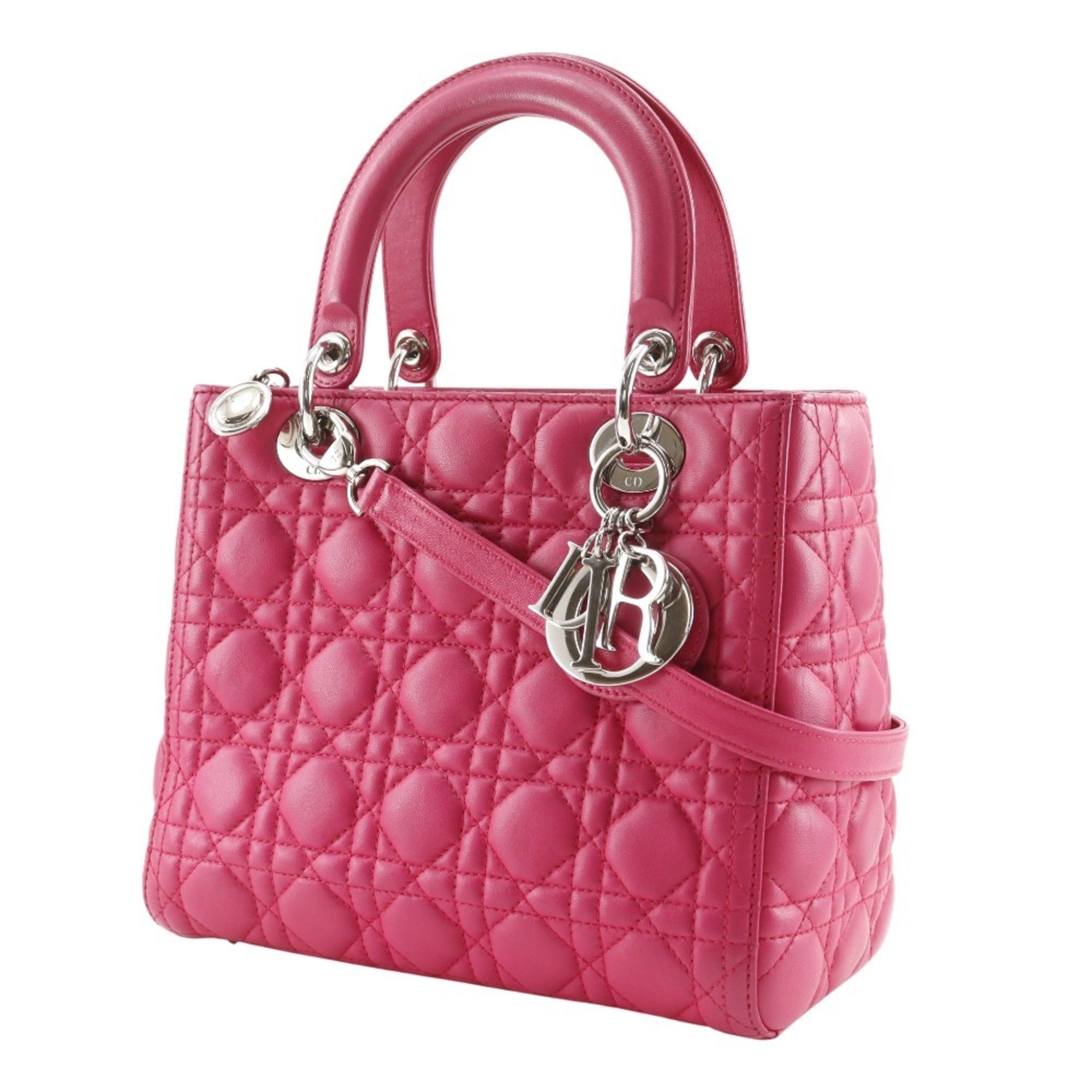 Christian Dior Lady Dior Pink Leather Handbag (Pre-Owned)