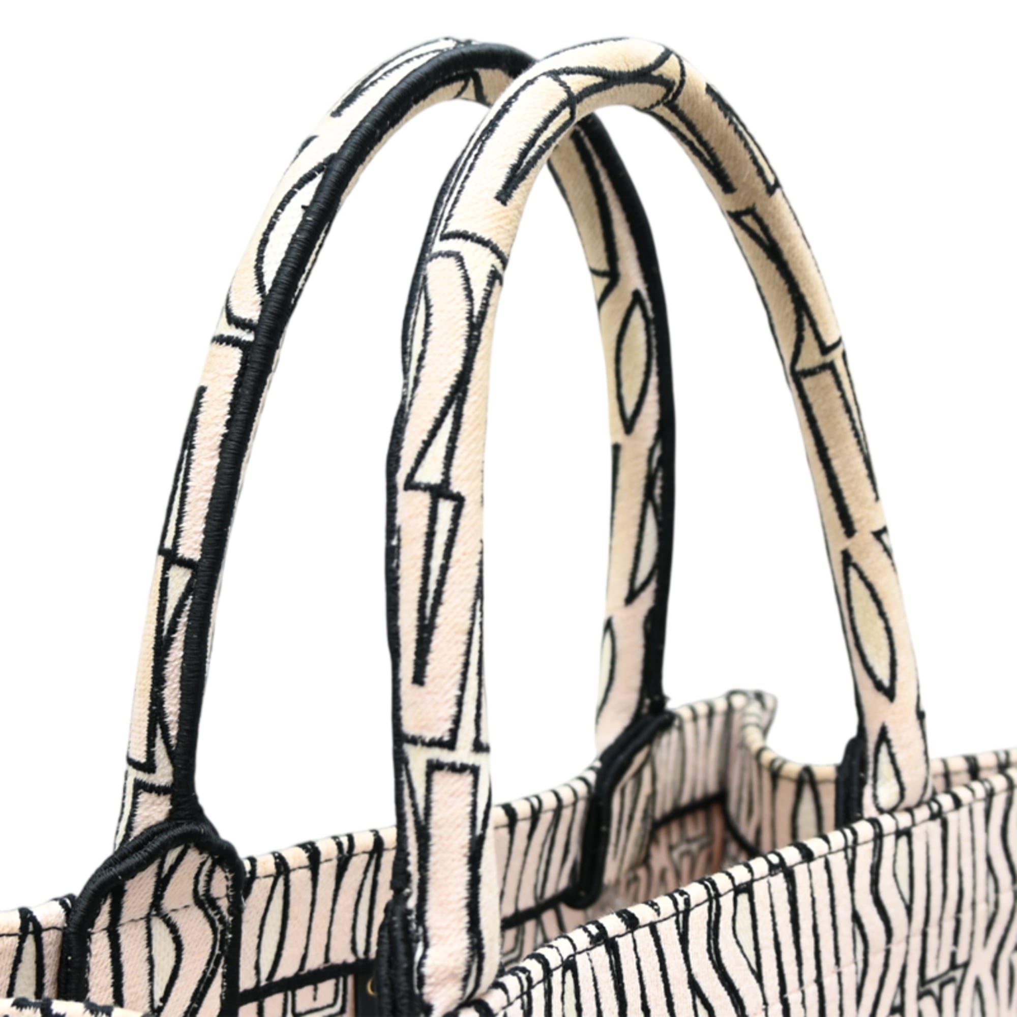 Christian Dior Beige Black Canvas Tote Bag (Pre-Owned)