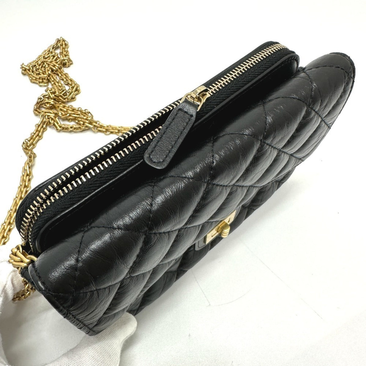 Chanel 2.55 Black Leather Shoulder Bag (Pre-Owned)