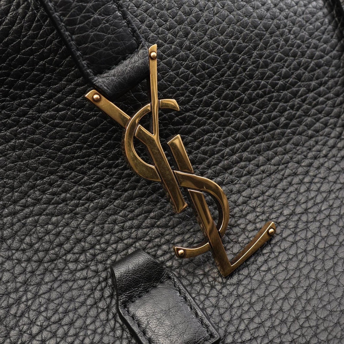 Yves Saint Laurent Black Leather Handbag Tote Bag (Pre-Owned)