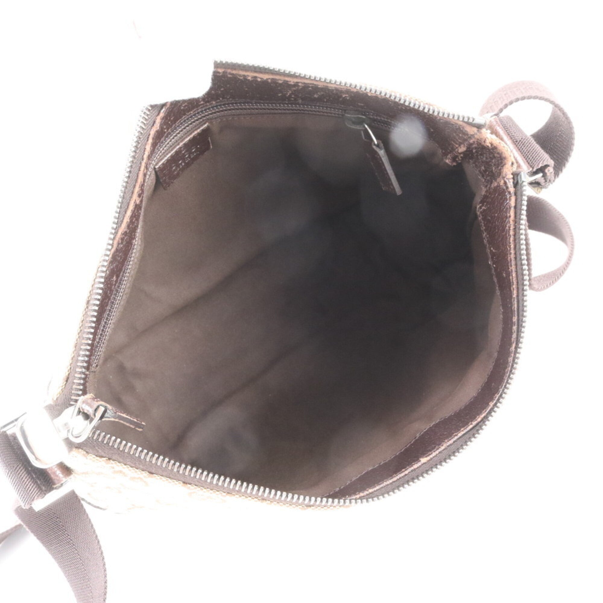Gucci Gg Canvas Brown Leather Canvas Shoulder Bag Tote Bag (Pre-Owned)